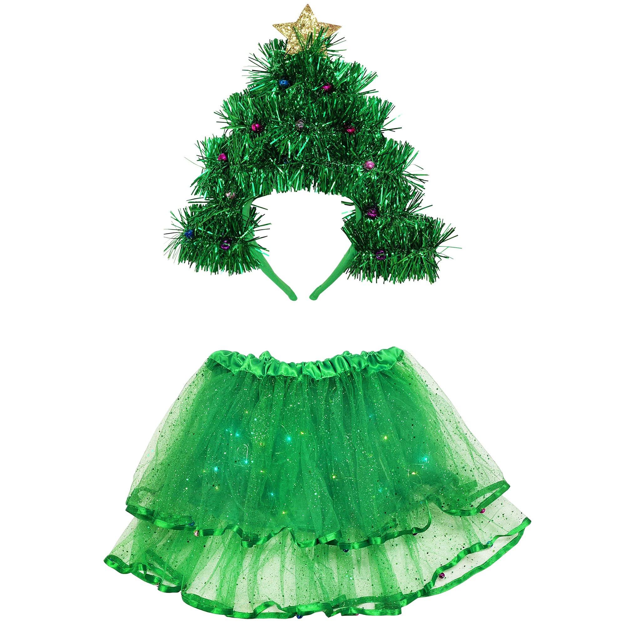 Adult Christmas Tree Tutu & Headband Costume Accessory Kit