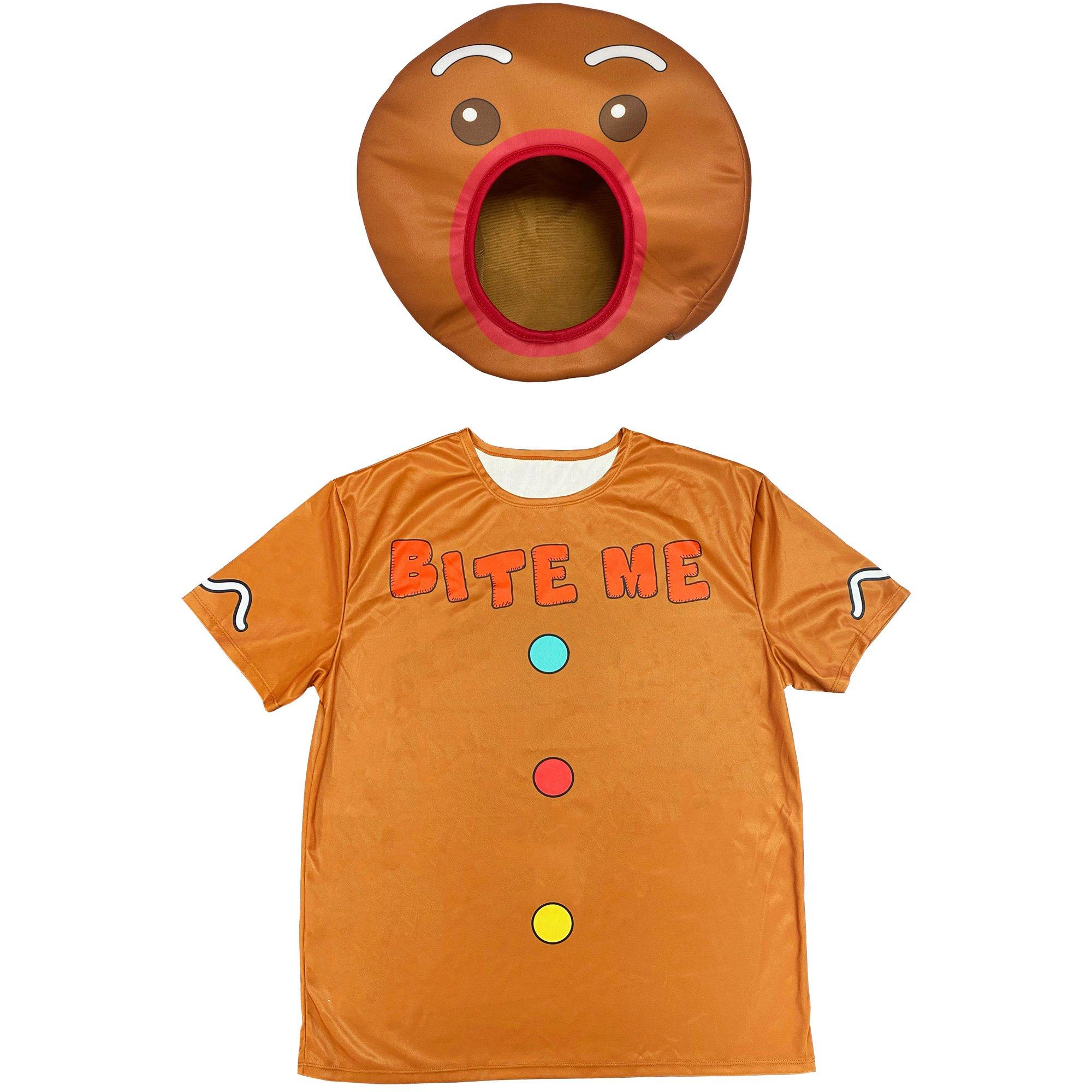 Adult Gingerbread Man T-shirt & Mask Costume Accessory Kit