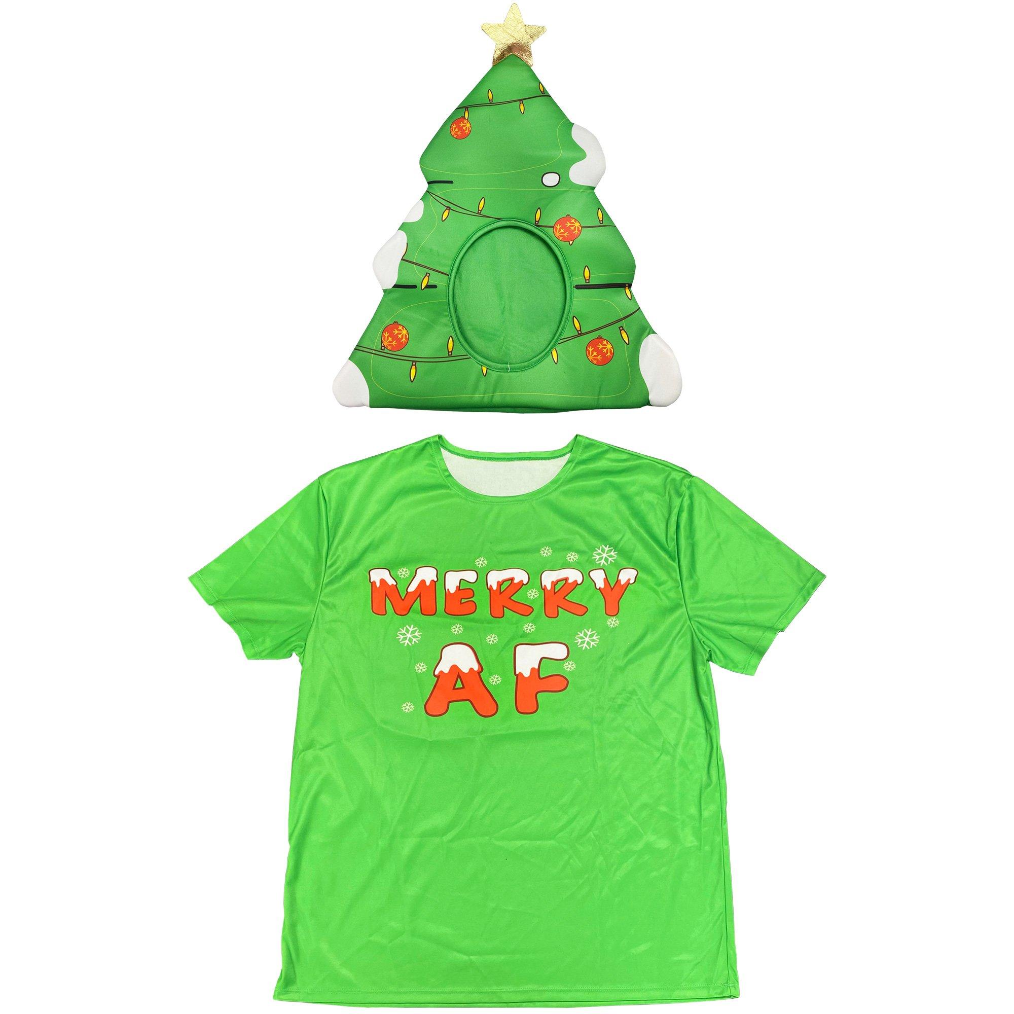 Adult Christmas Tree T-shirt & Mask Costume Accessory Kit