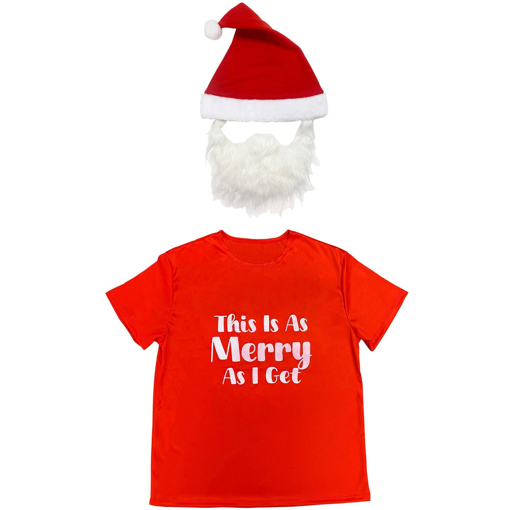 Adult Santa Claus T-shirt & Mask Costume Accessory Kit