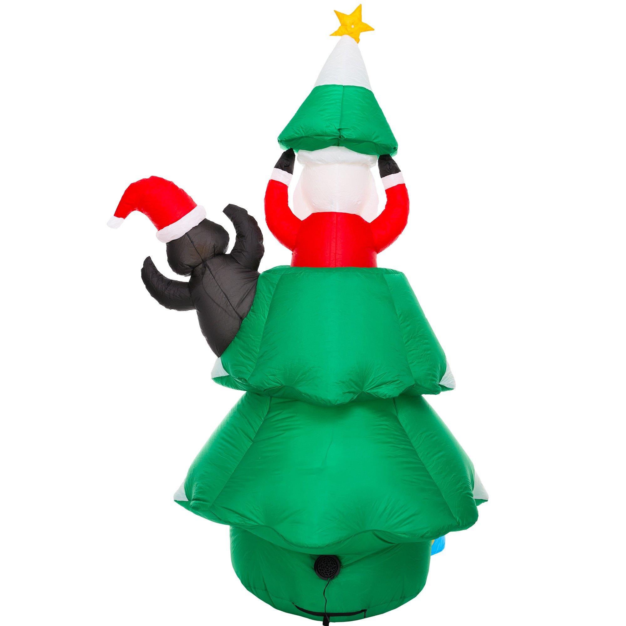 Animatronic Christmas Tree, Santa Claus & Penguin Inflatable Yard Decoration, 7.21ft