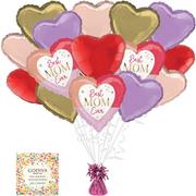 Colorful Best Mom Ever Foil Balloon Bouquet with Balloon Weight & Godiva Chocolates Mother's Day Gift Set