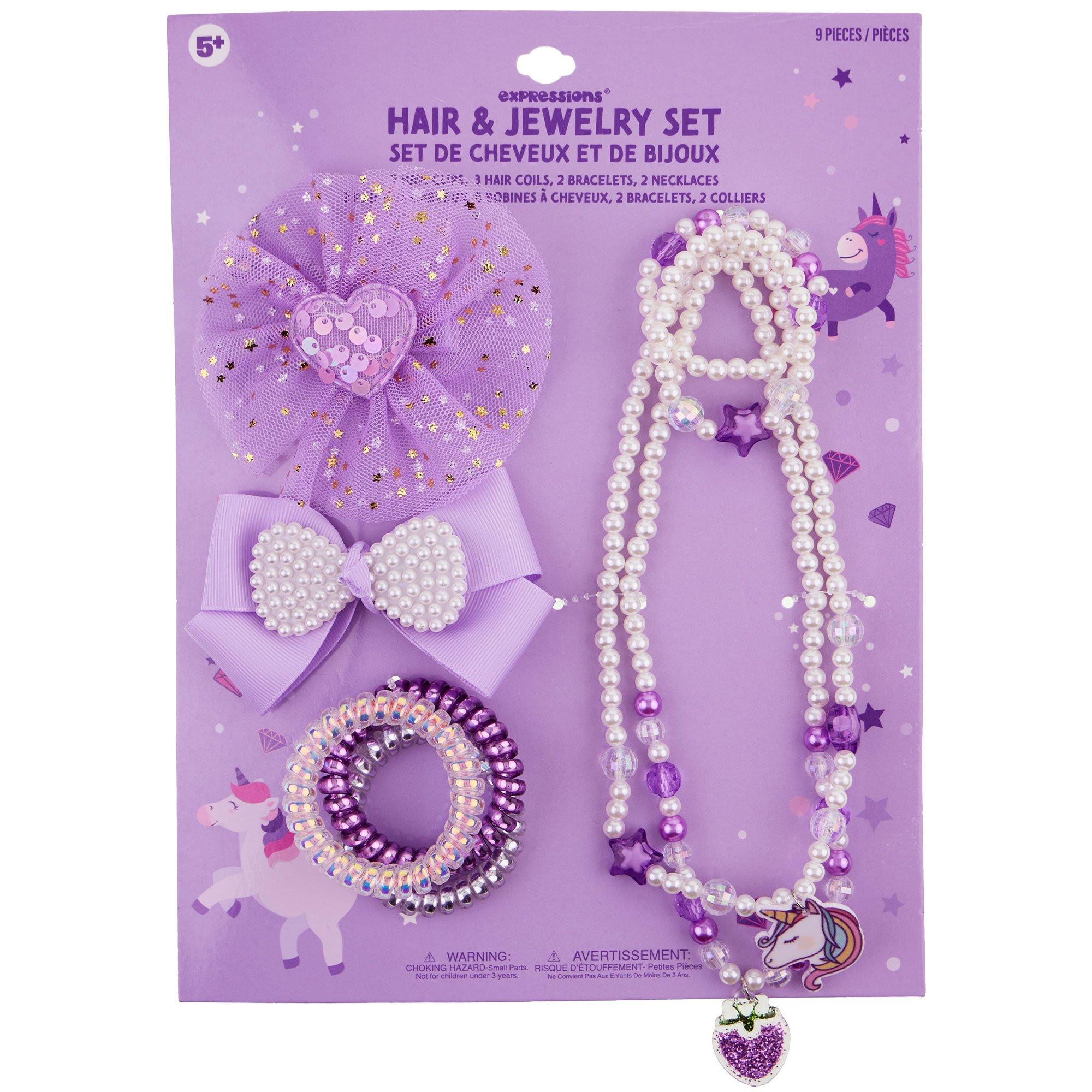 Purple Hair & Jewelry Set, 9pc