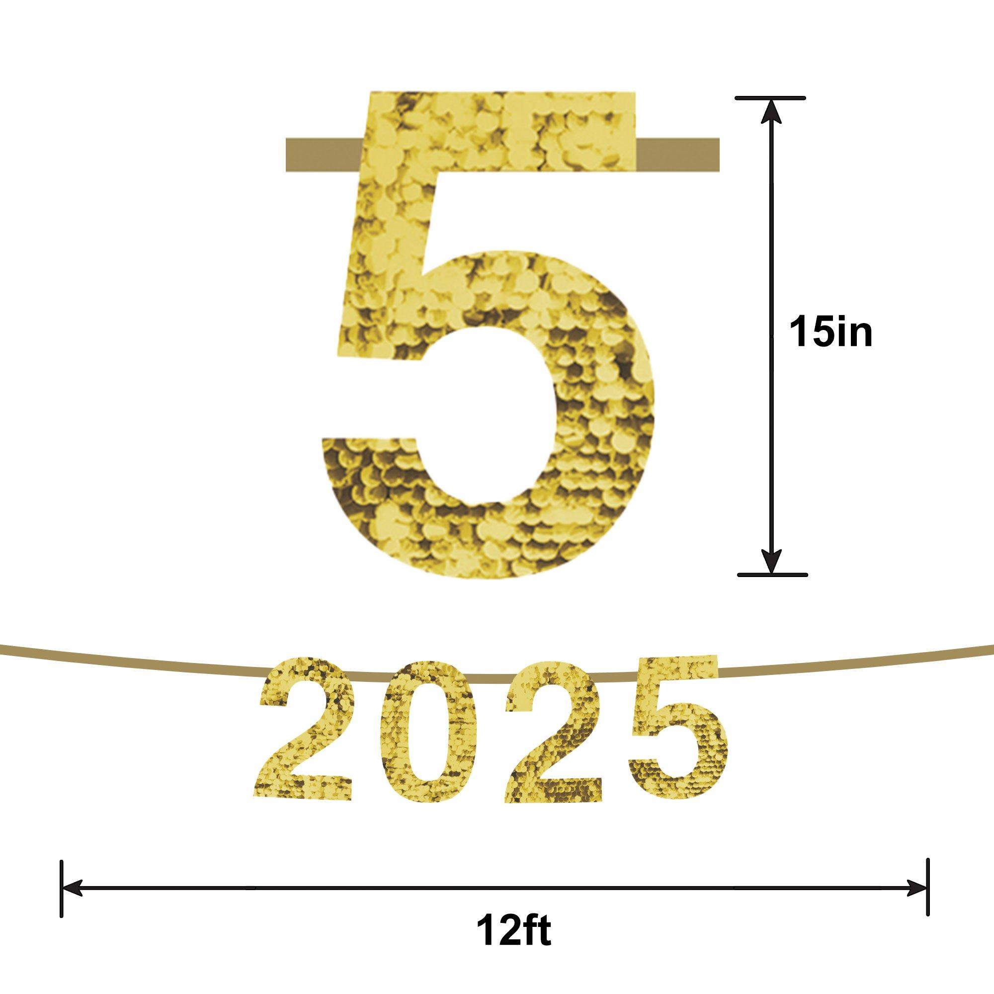 Gold Sequin 2025 Banner, 12ft