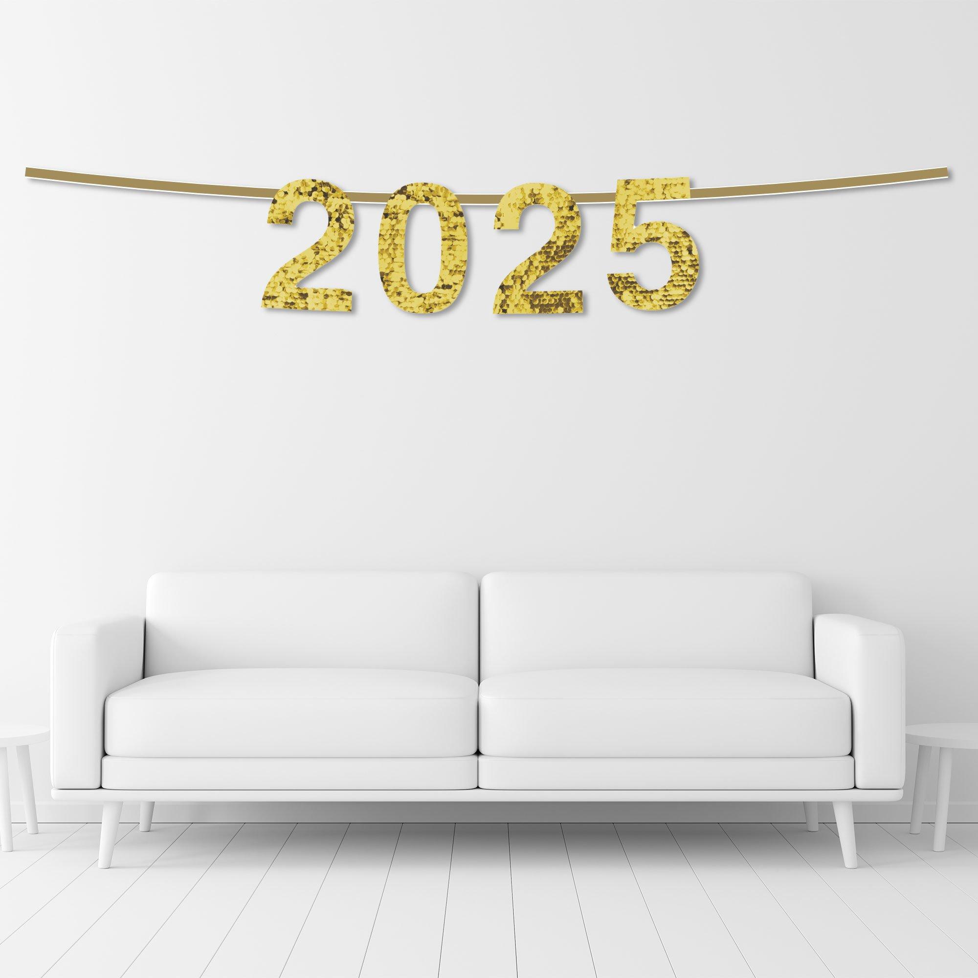 Gold Sequin 2025 Banner, 12ft