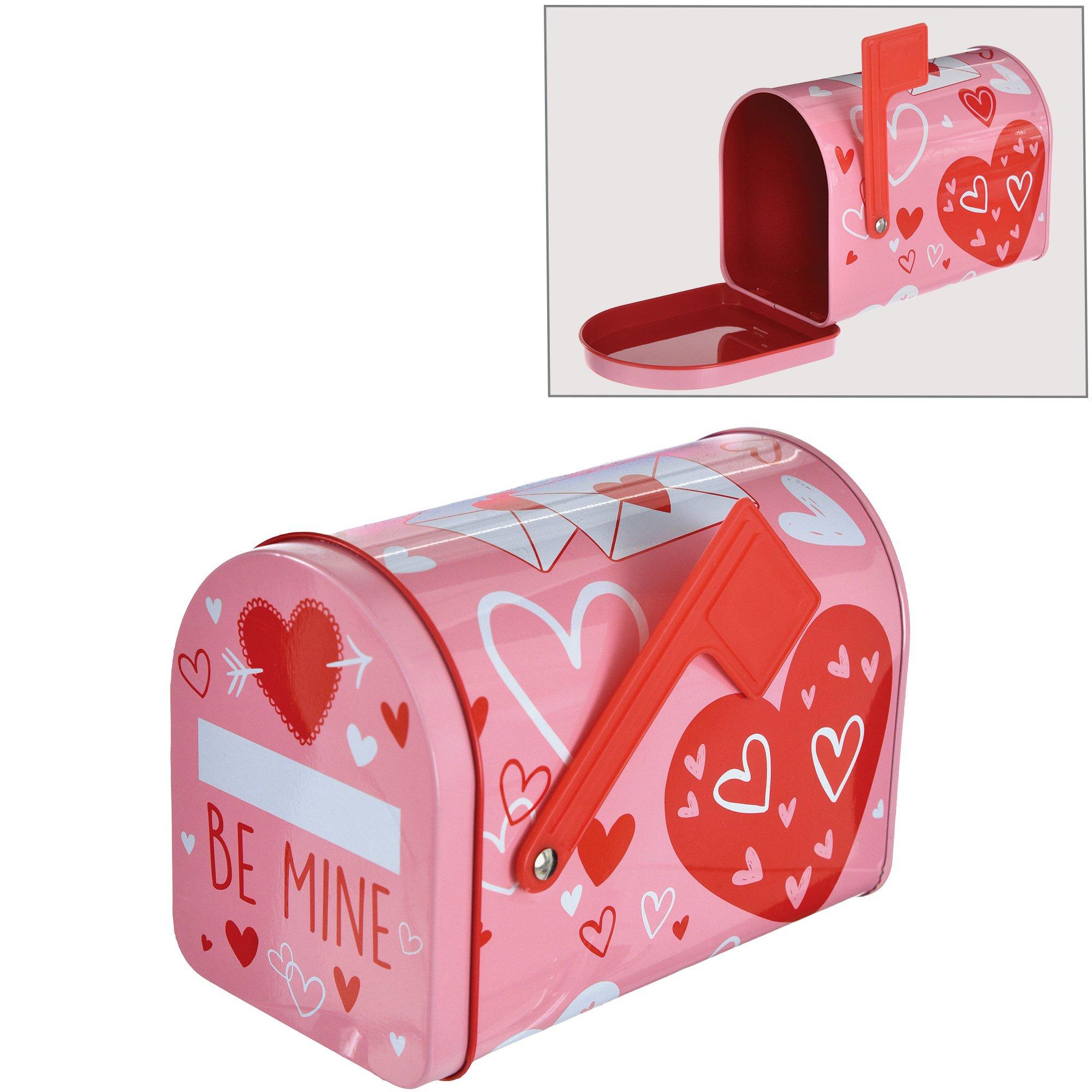 Valentine's Day Hearts Tin Mailbox, 5.11in x 3.74in