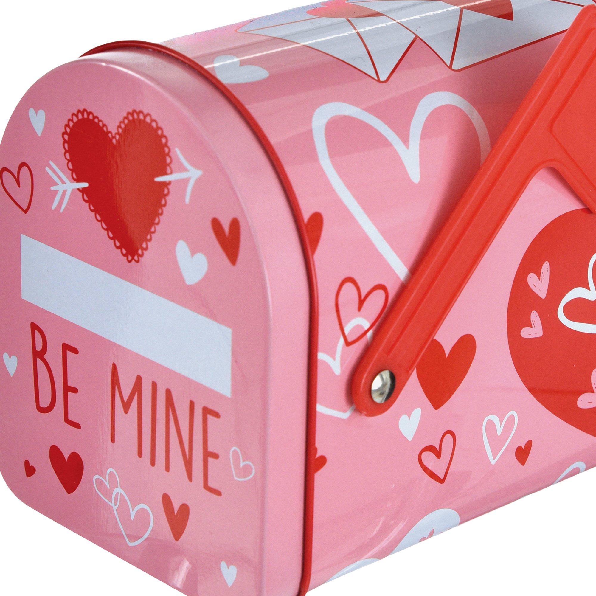 Valentine's Day Hearts Tin Mailbox, 5.11in x 3.74in