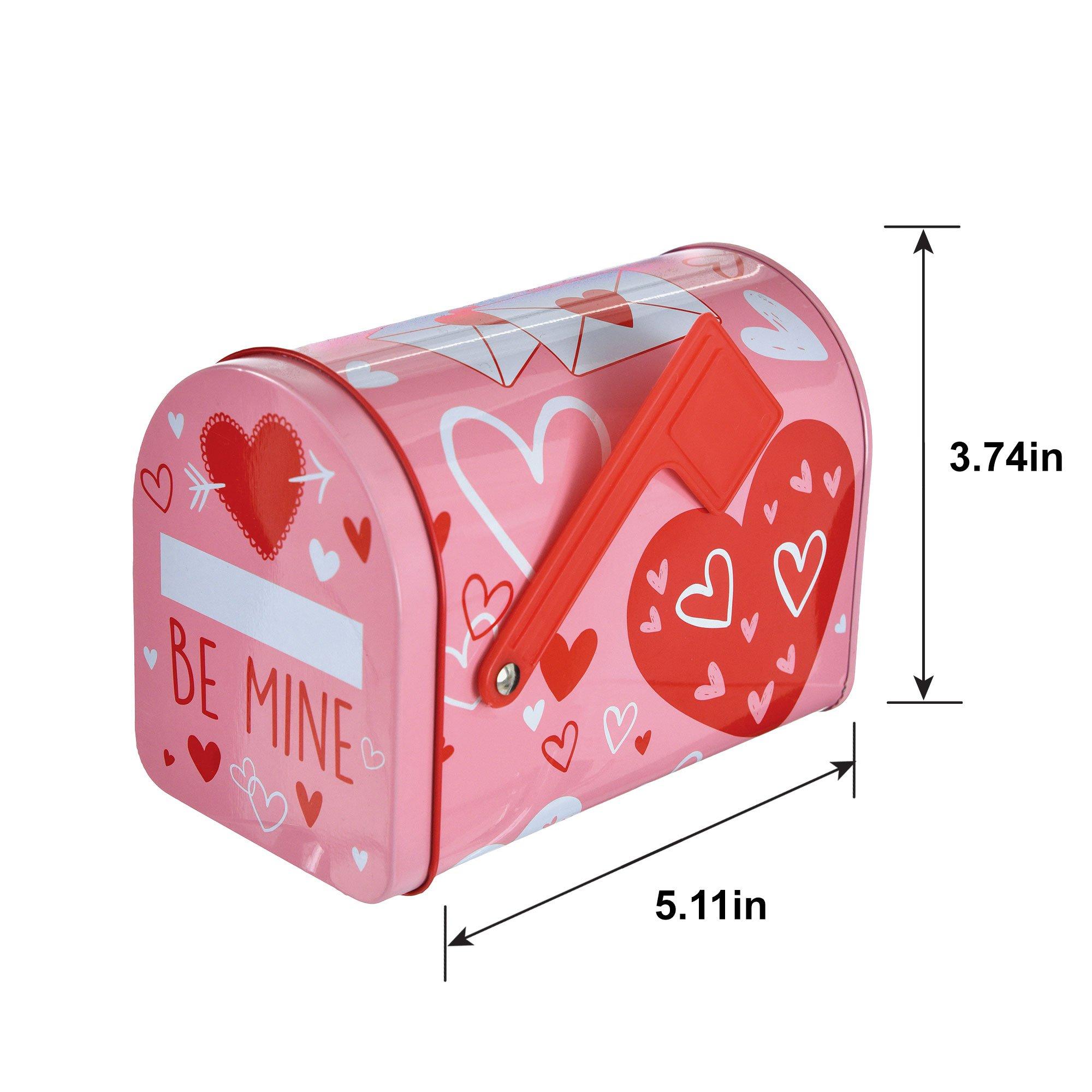 Valentine's Day Hearts Tin Mailbox, 5.11in x 3.74in