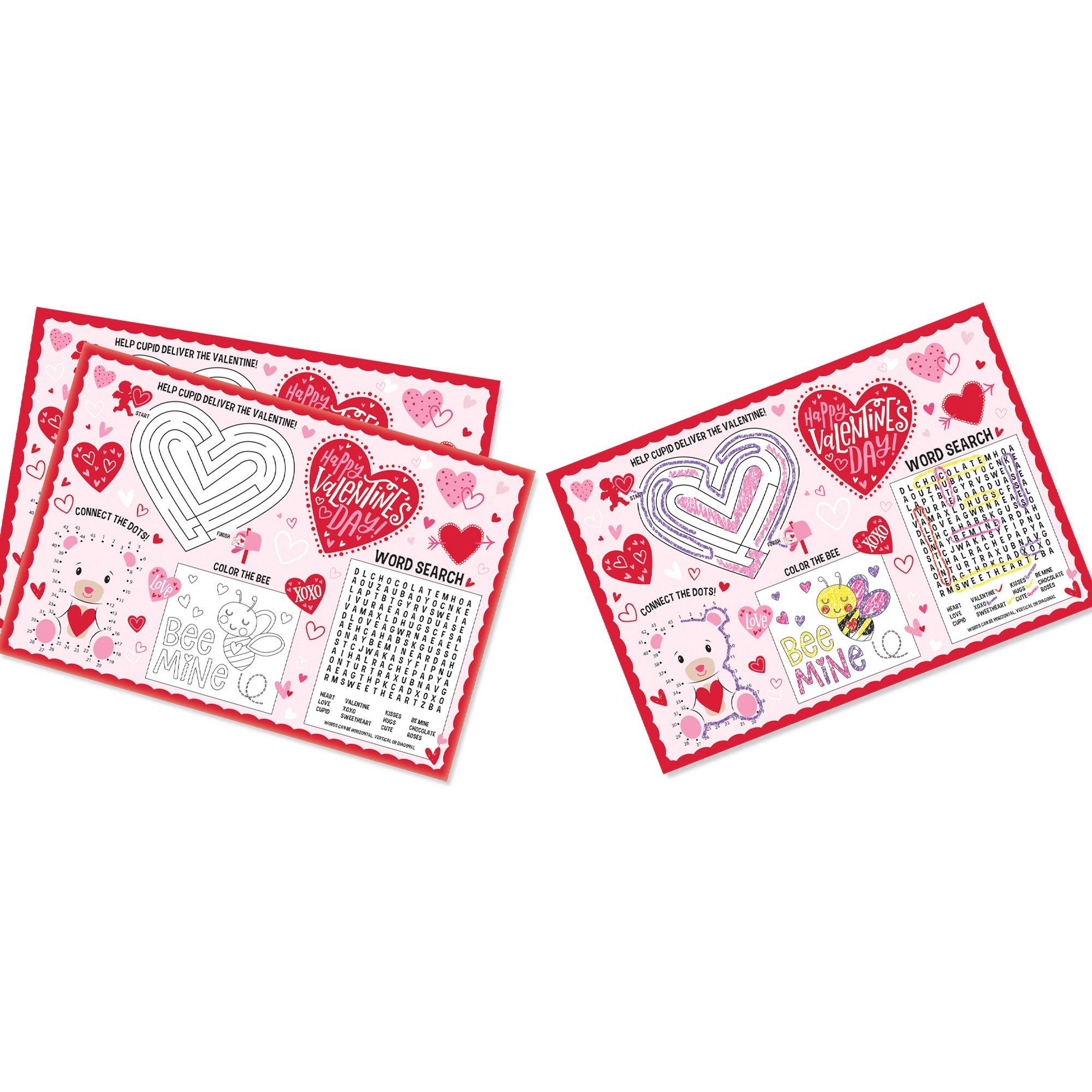 Valentine's Day Activity Placemats, 24ct