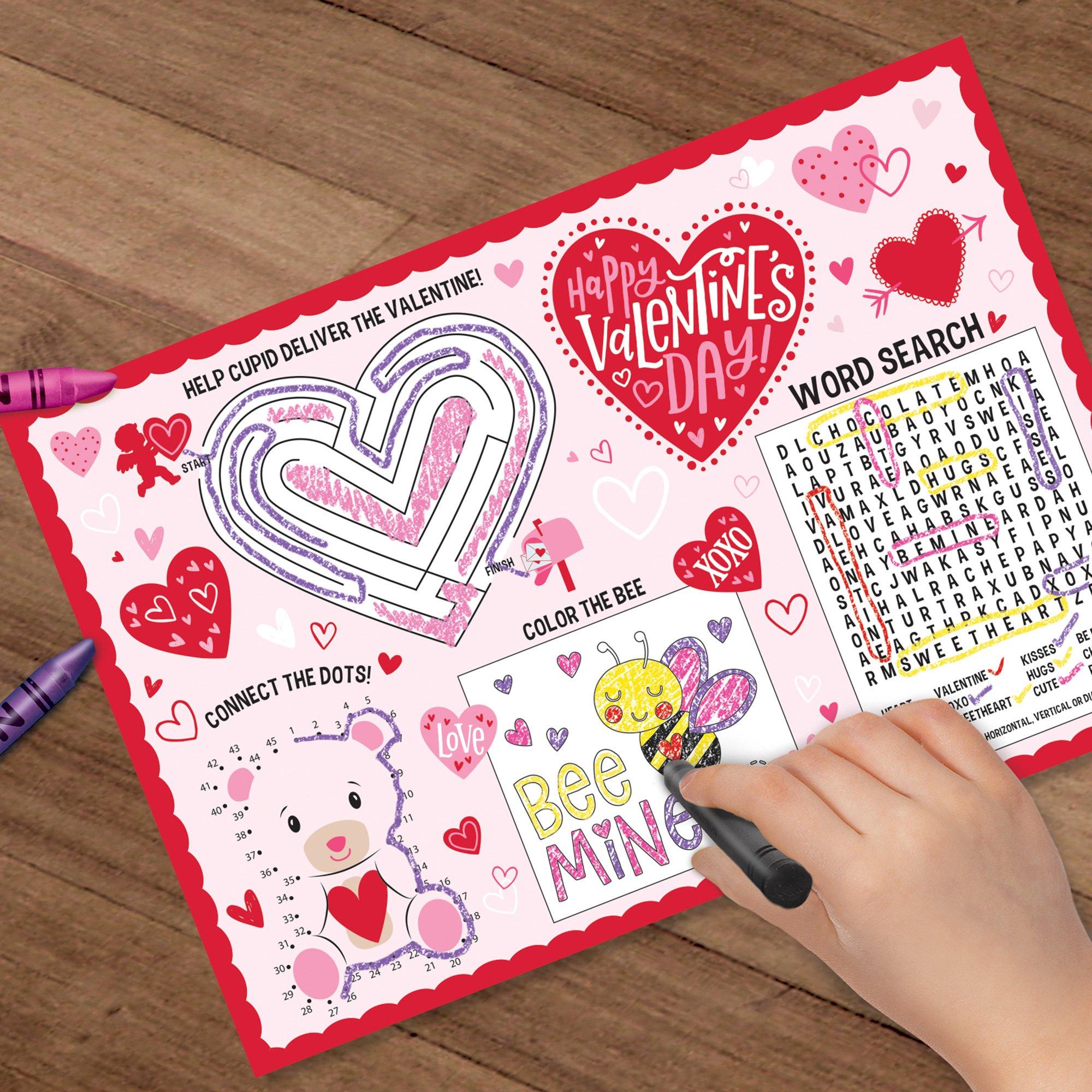 Valentine's Day Activity Placemats, 24ct