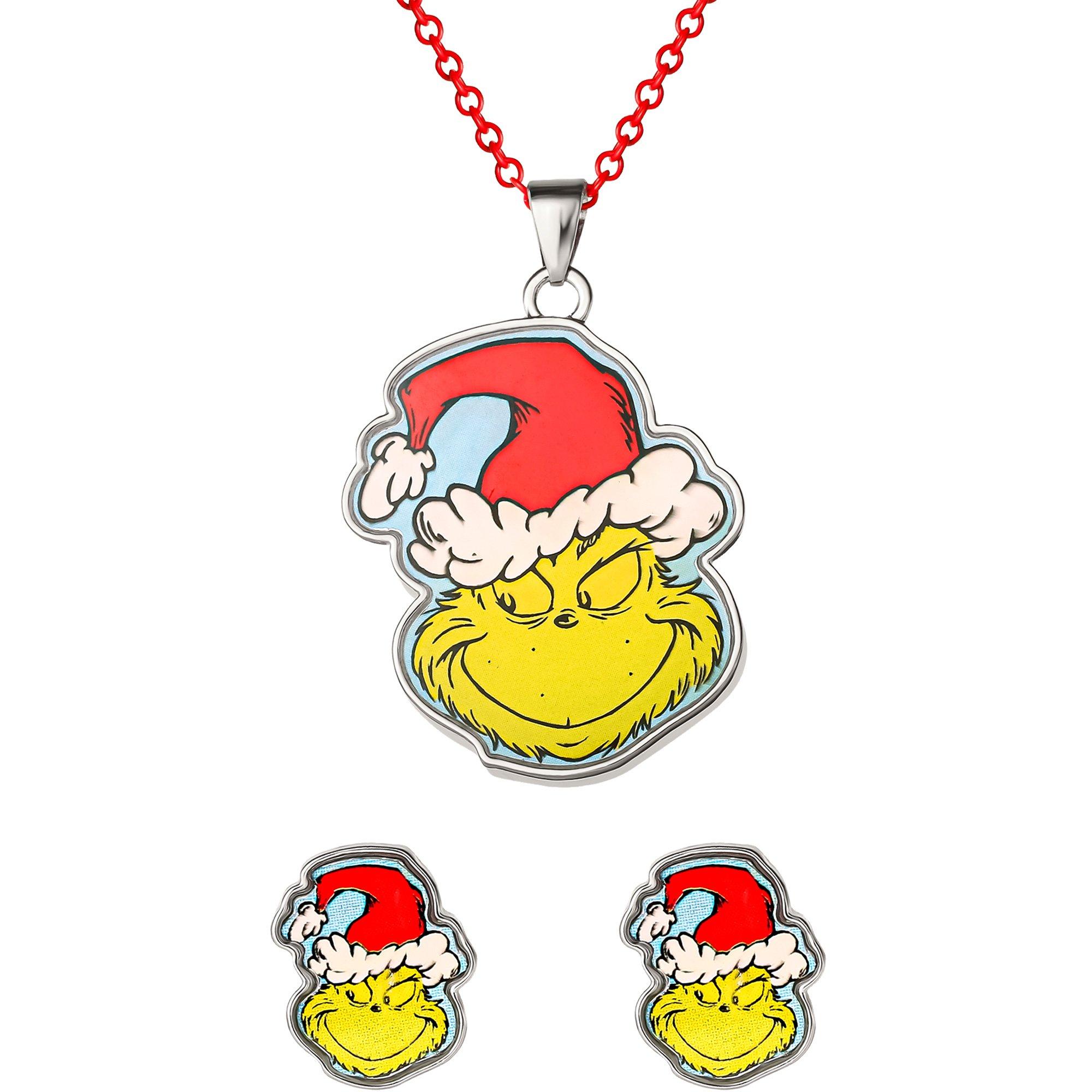 The Grinch Necklace & Earring Set, 3pc - Dr. Seuss