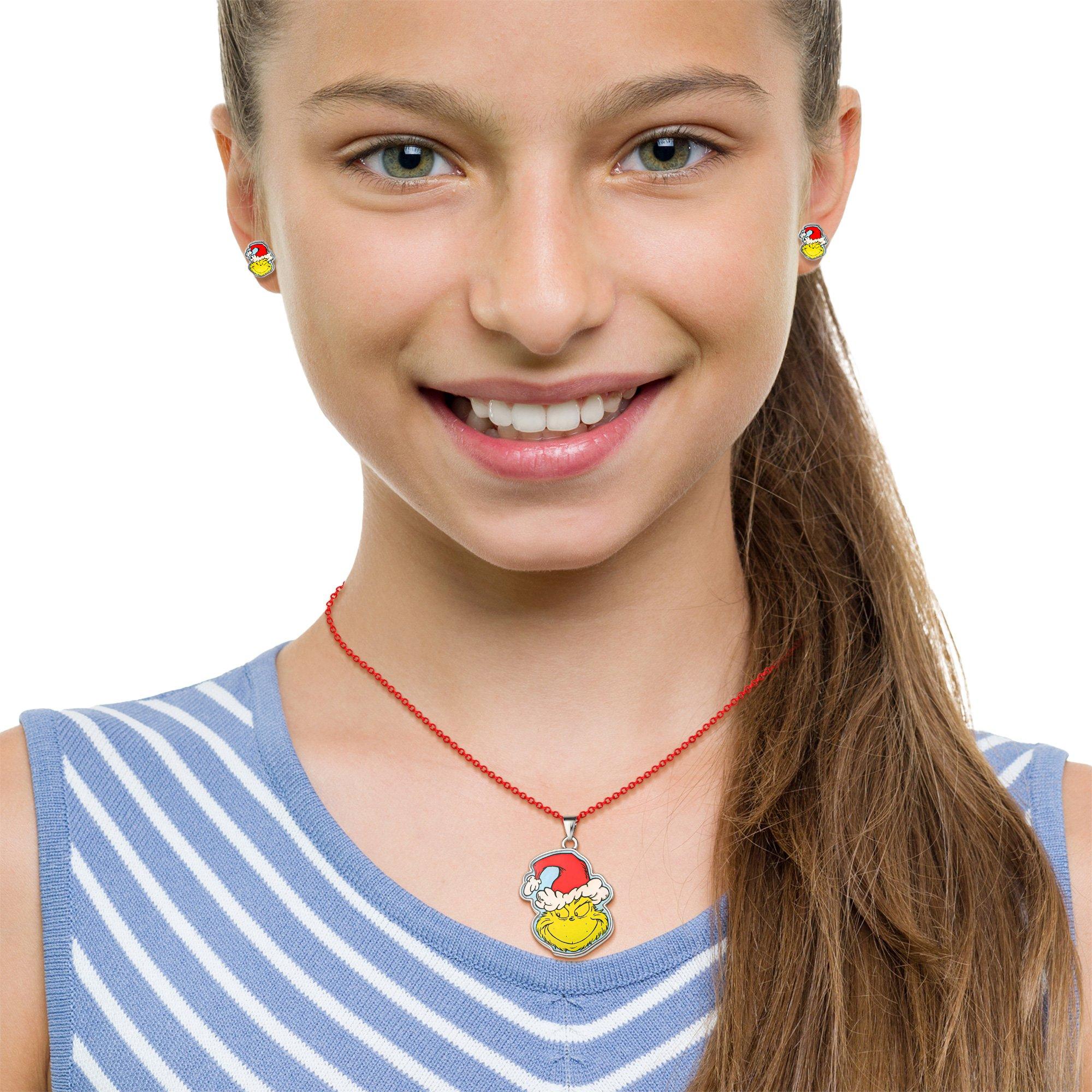 The Grinch Necklace & Earring Set, 3pc - Dr. Seuss