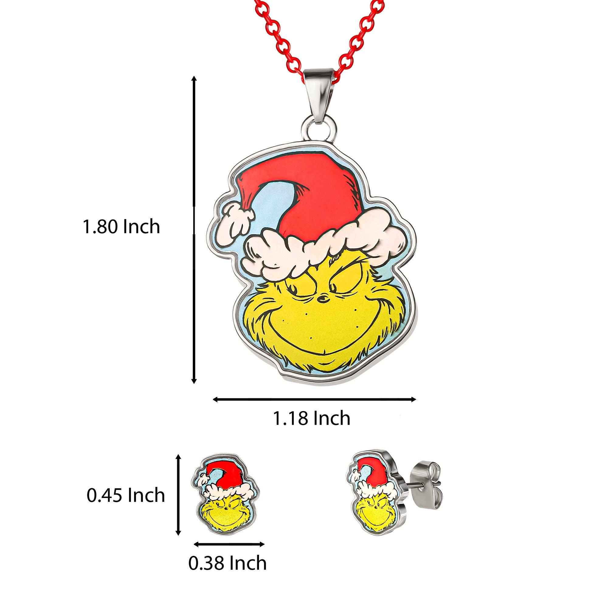 The Grinch Necklace & Earring Set, 3pc - Dr. Seuss