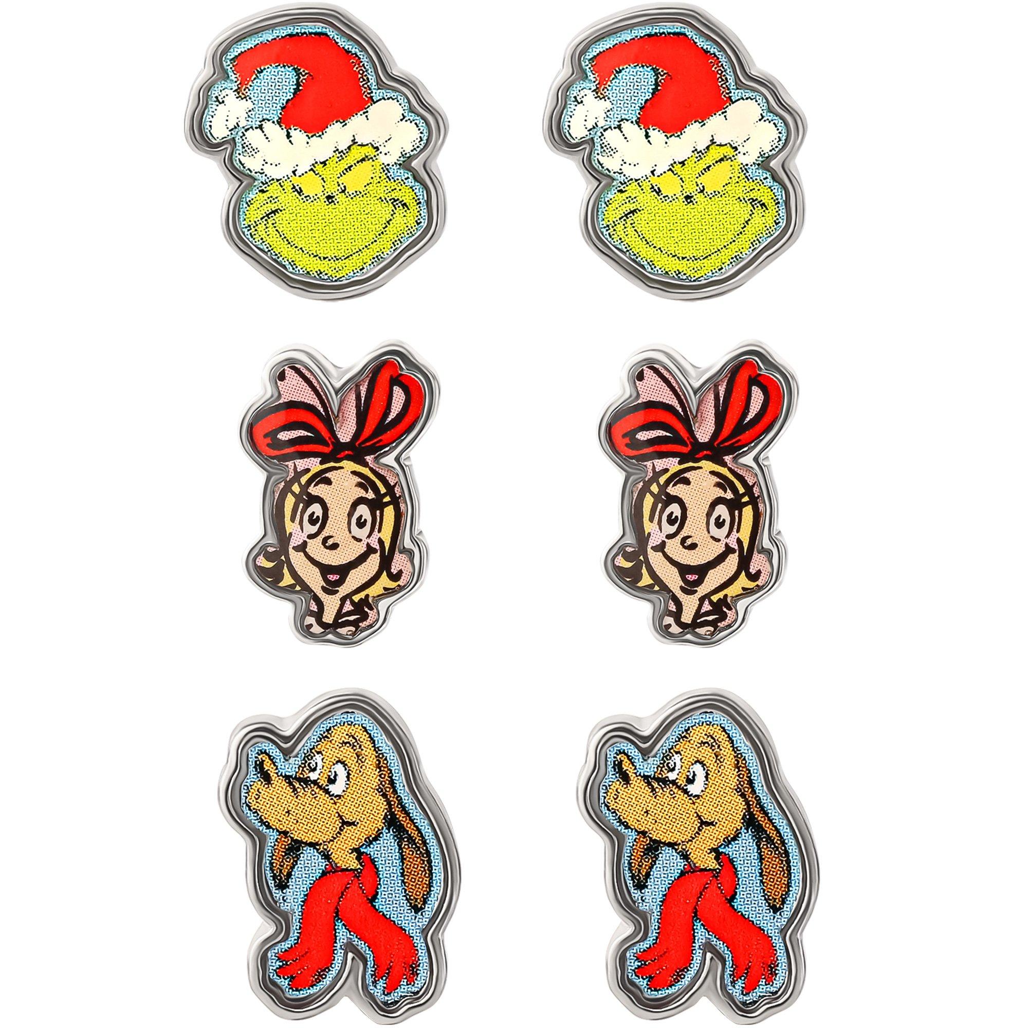 Grinch, Cindy Lou & Max Stud Earring Set, 3 Pairs - Dr. Seuss