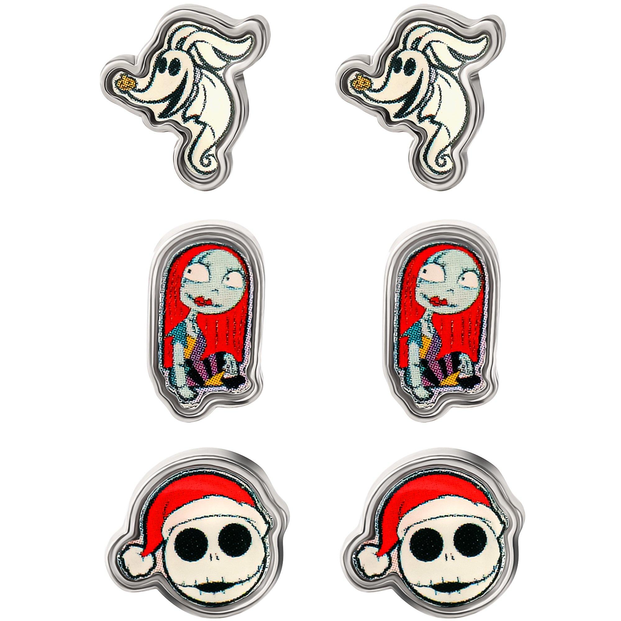 Zero, Sally & Jack Stud Earring Set, 3 Pairs - Disney The Nightmare Before Christmas