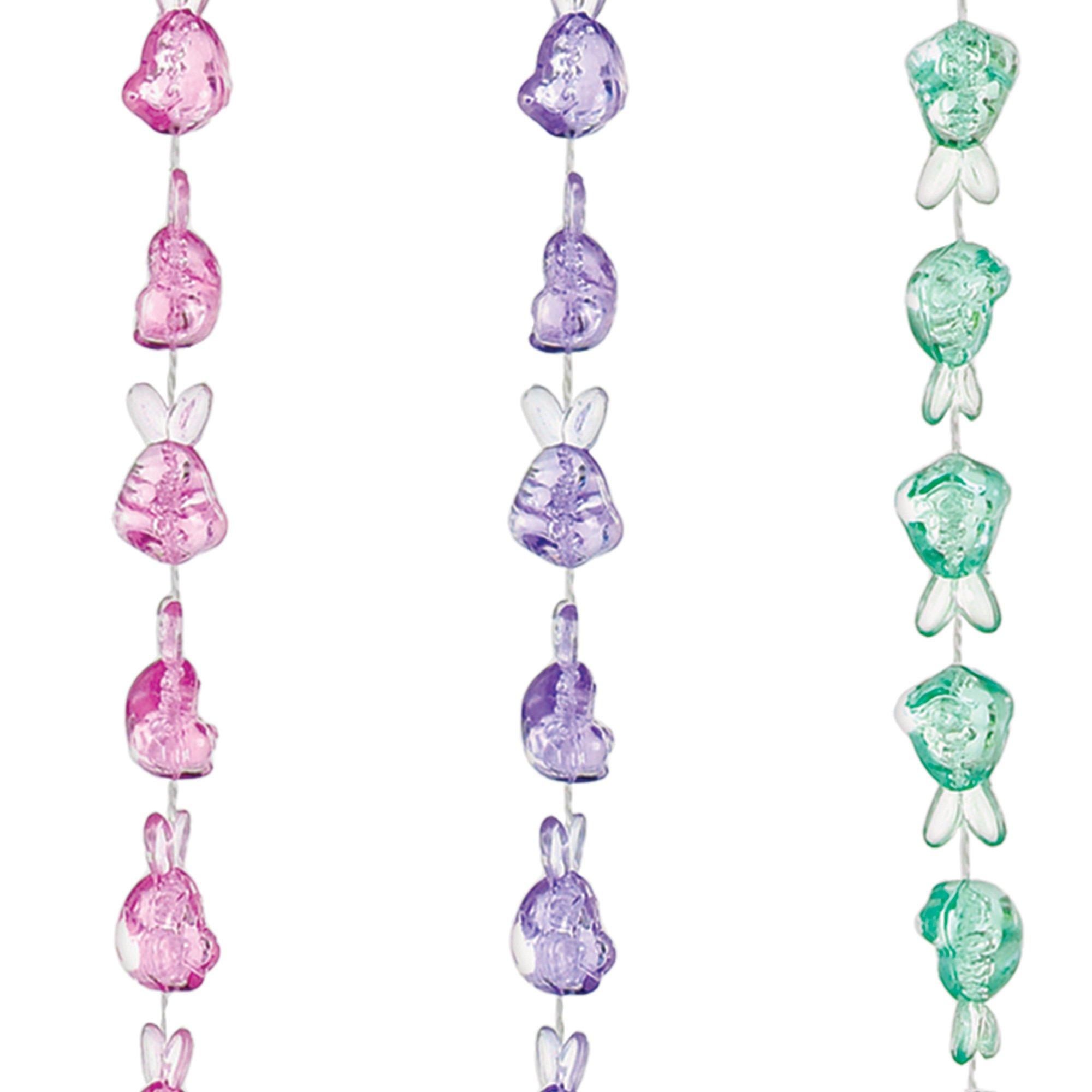 Easter Bunny Bead Necklaces, 30in, 3ct