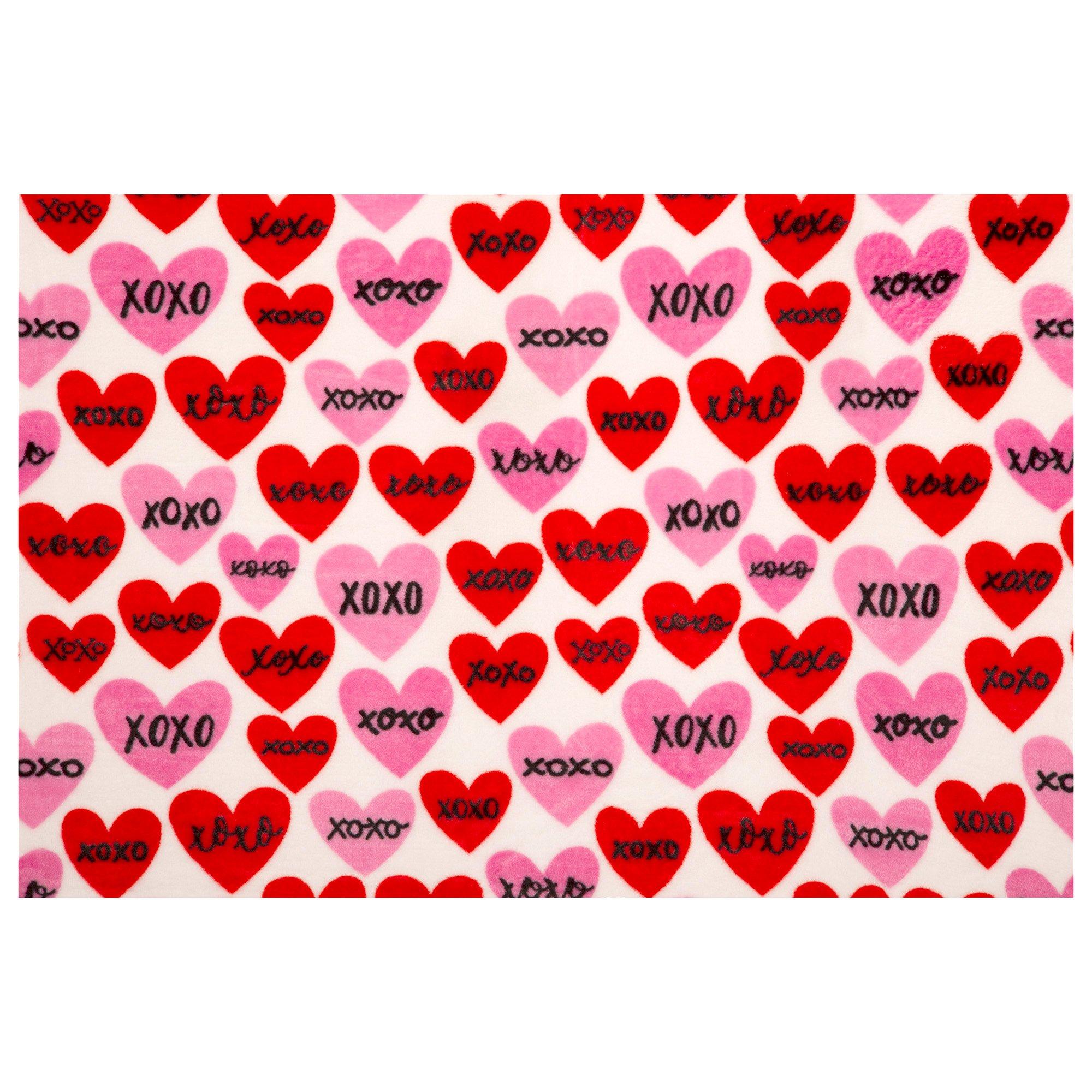 Candy Hearts XOXO Throw Blanket, 50in x 60in