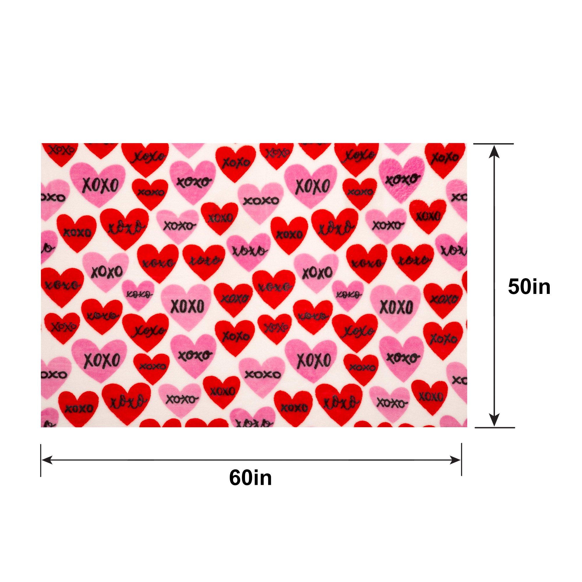 Candy Hearts XOXO Throw Blanket, 50in x 60in