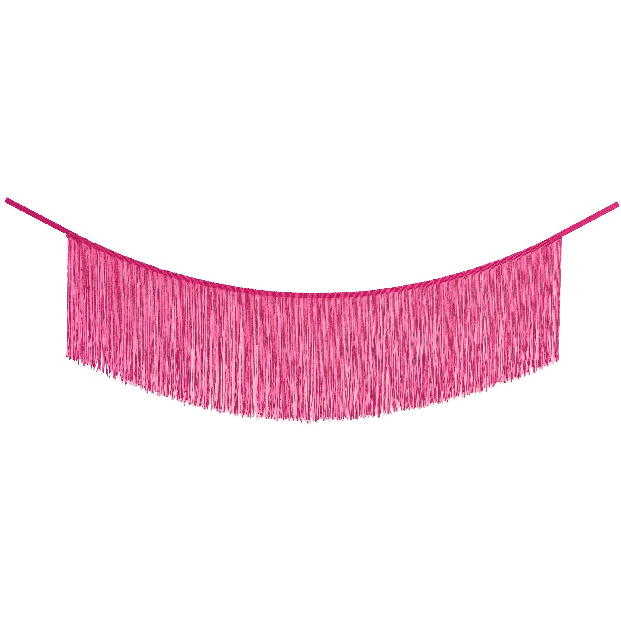 Bright Pink Fringe Fabric Banner, 5ft