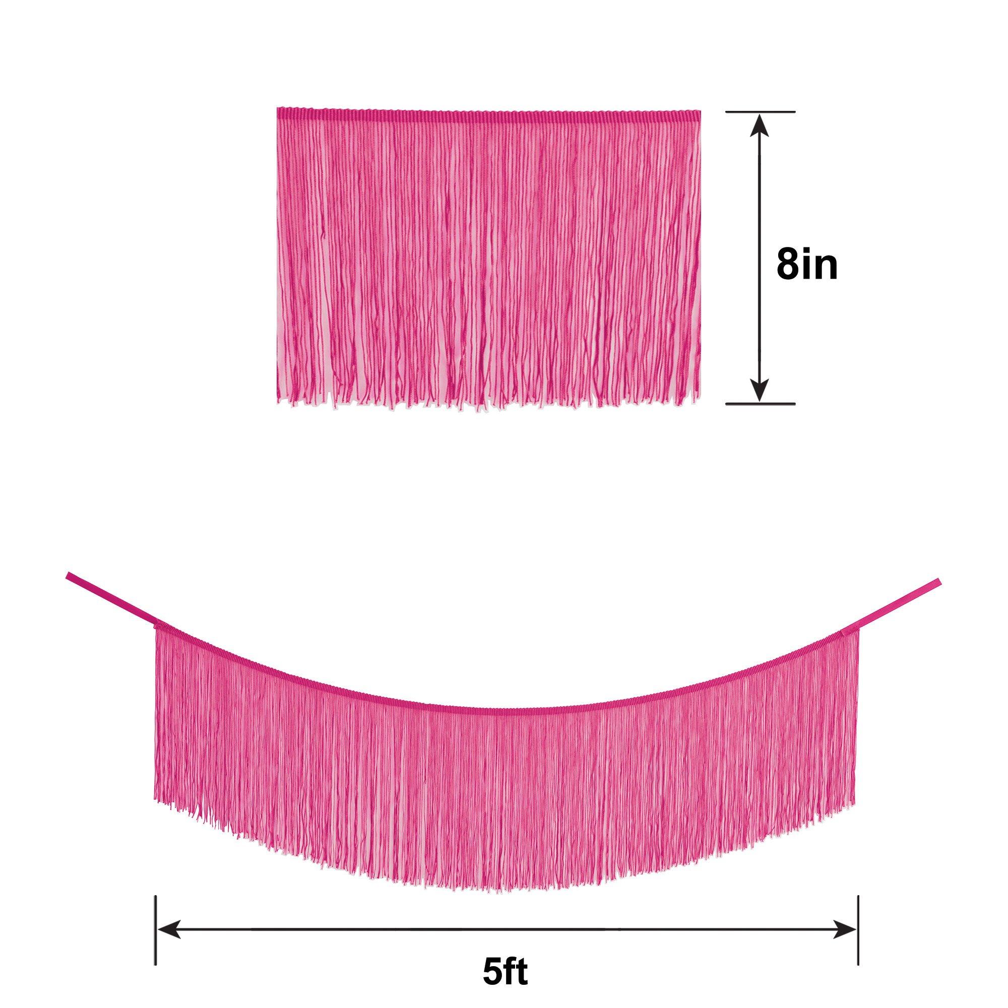 Bright Pink Fringe Fabric Banner, 5ft