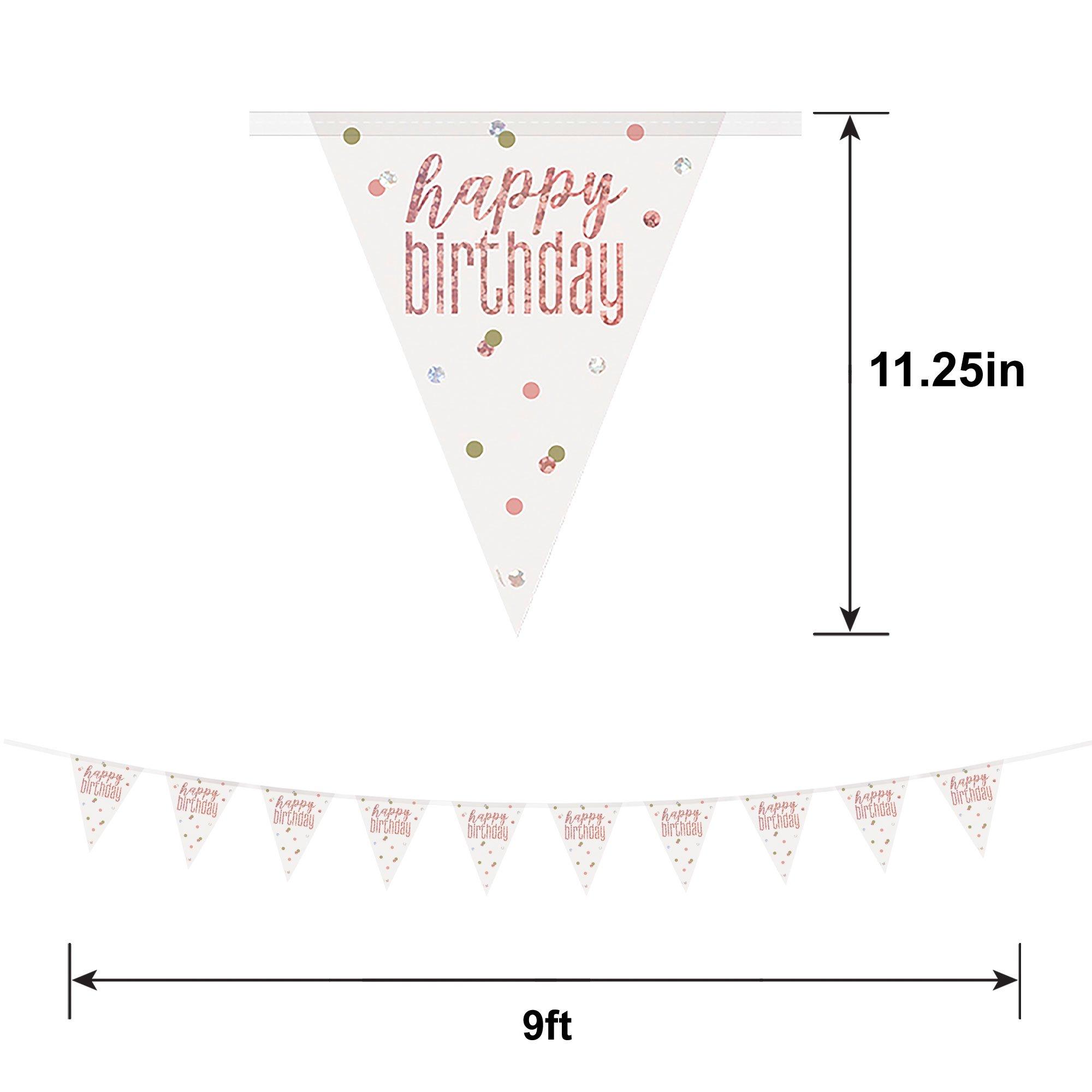 Metallic Happy Birthday Polka Dot Pennant Banner, 9ft