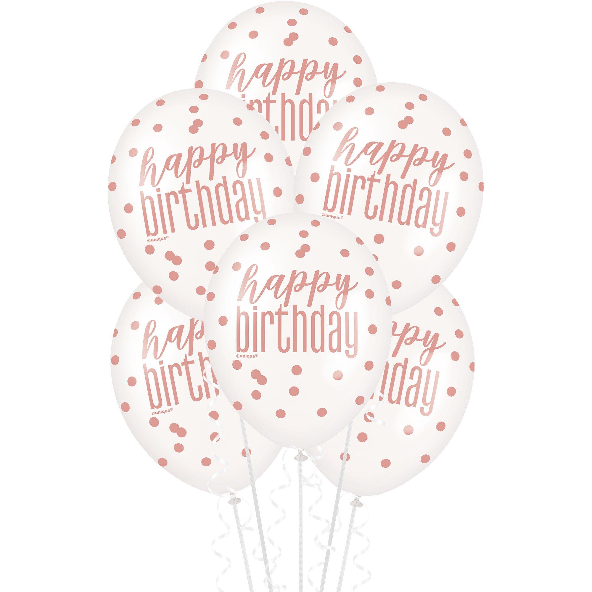 6ct, 12in, Metallic Happy Birthday Polka Dot Latex Balloons