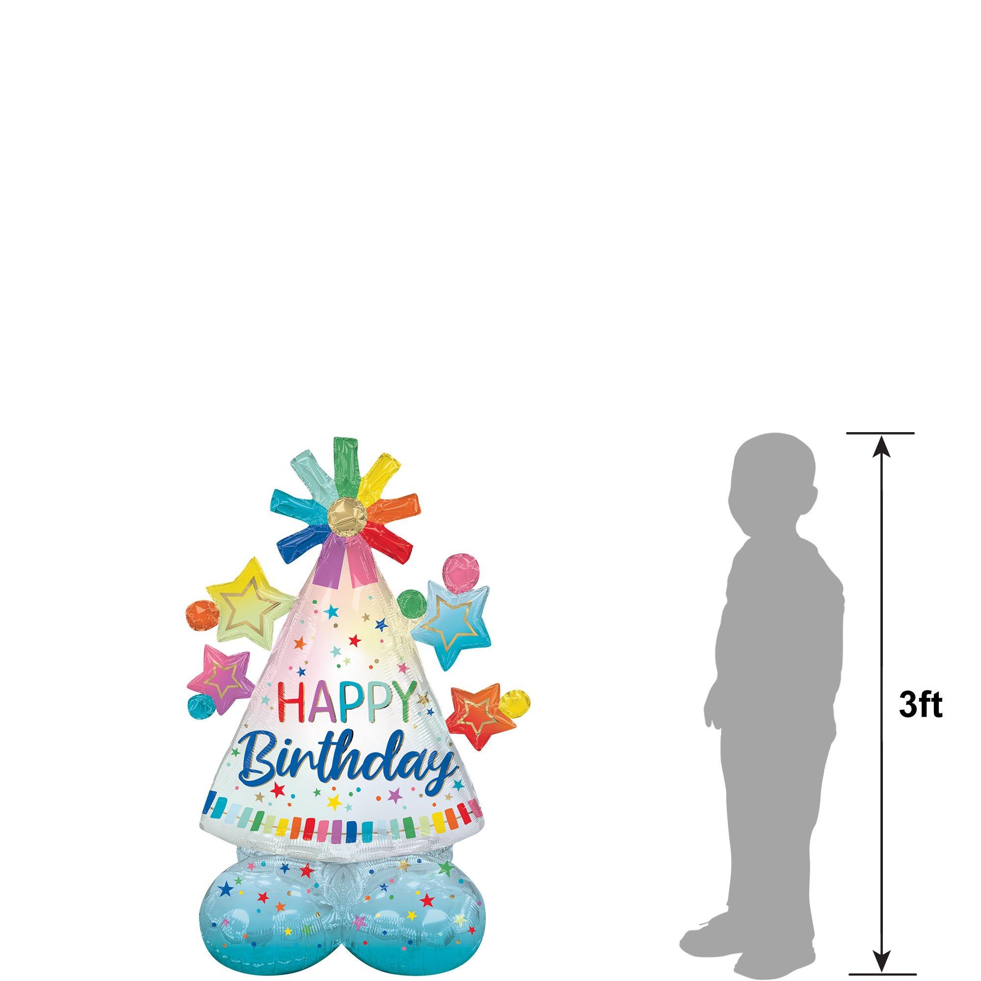 AirLoonz Party Hat Happy Birthday Foil Balloon, 3ft