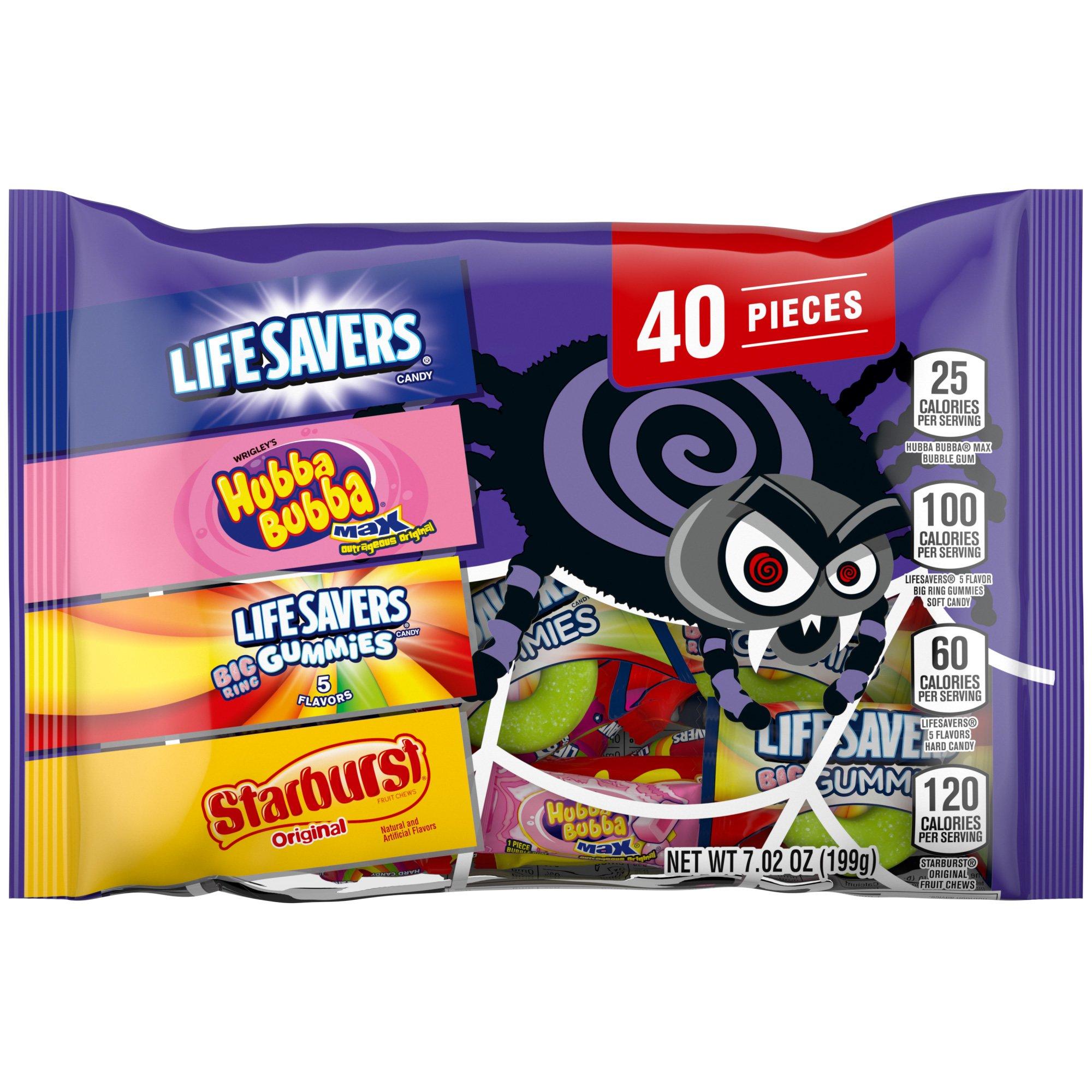 Halloween Mixed Sugar Variety Bag, 7.02oz, 40pc - Hubba Bubba, Life Savers, Life Savers Gummies & Starburst