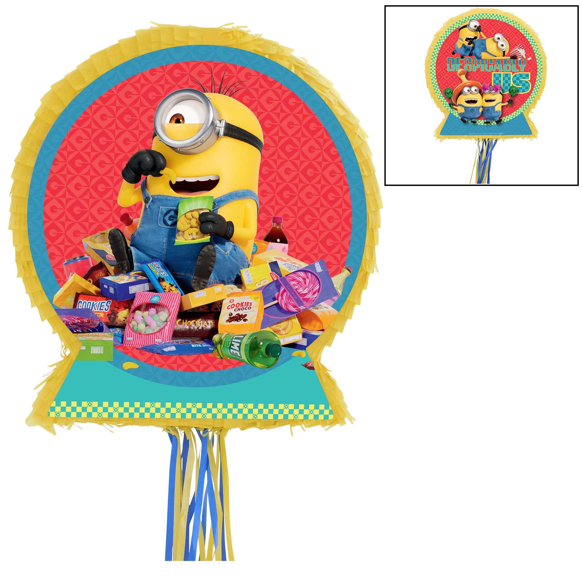 Pull String Minions Cardstock & Tissue Paper Pinata, 17in x 20in - Despicable Me 4