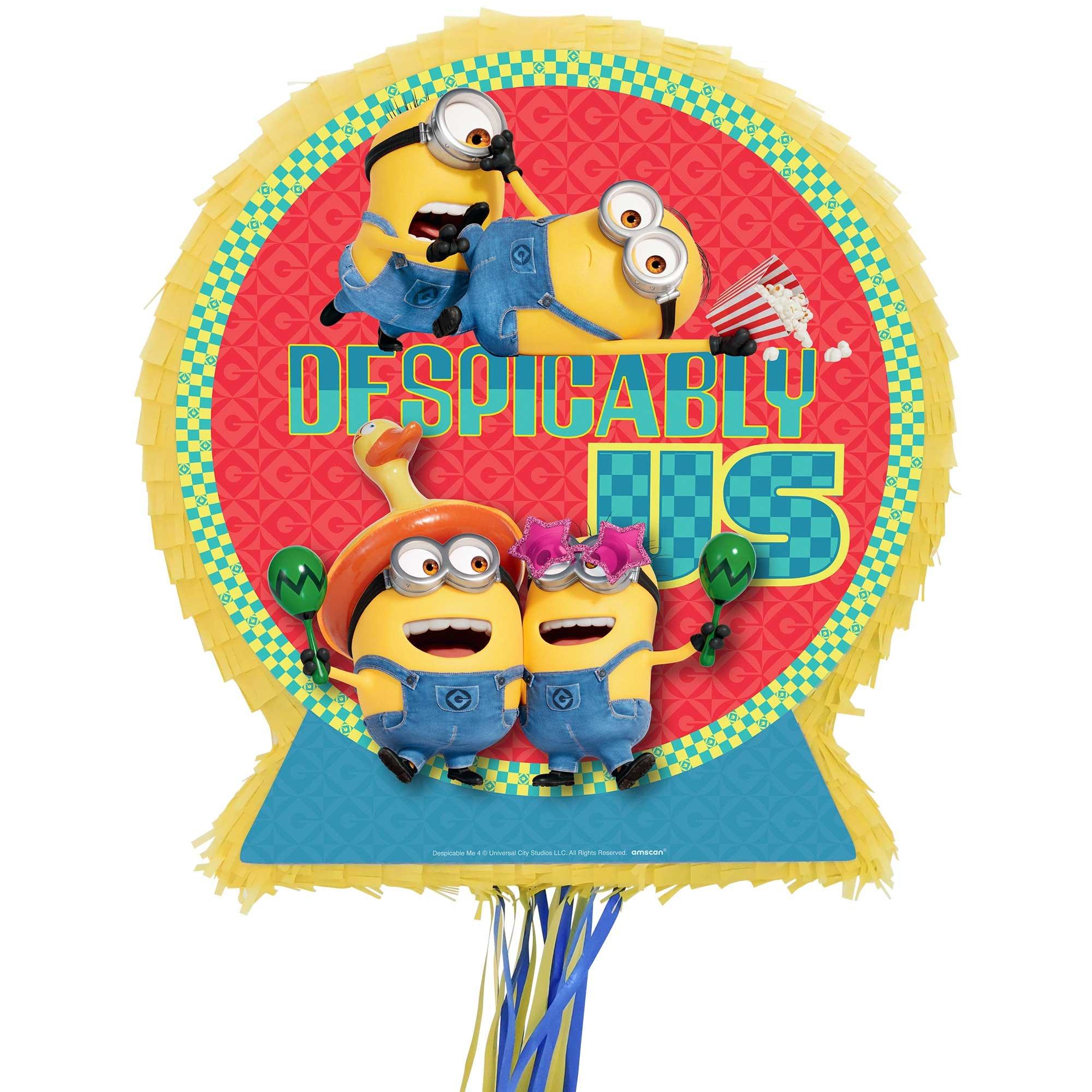 Pull String Minions Cardstock & Tissue Paper Pinata, 17in x 20in - Despicable Me 4