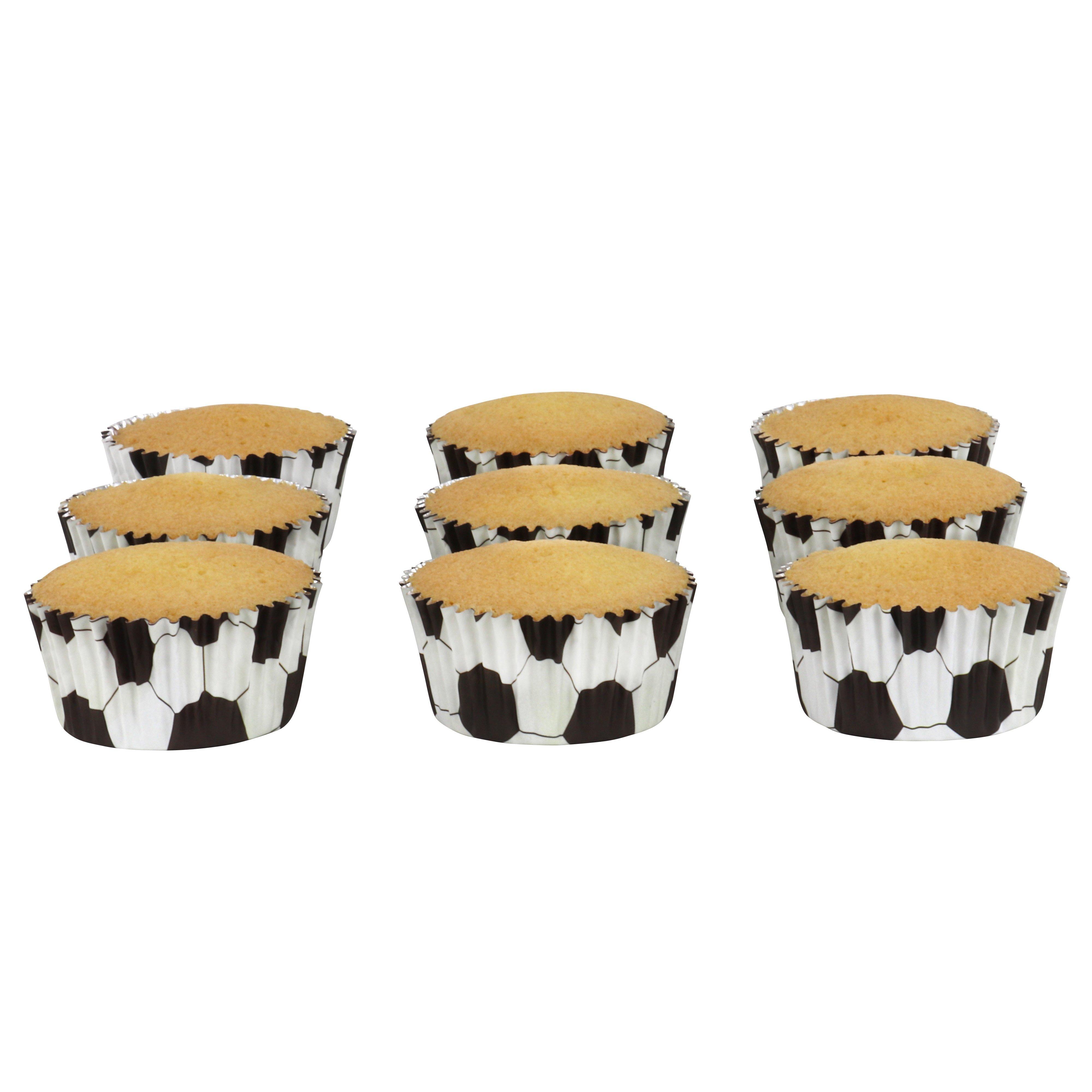 PME Soccer Ball Foil-Lined Cupcake Cases, 2in, 30ct