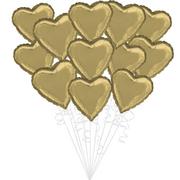 Gold Heart Foil Balloon Bouquet, 12pc