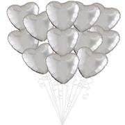 Silver Heart Foil Balloon Bouquet, 12pc