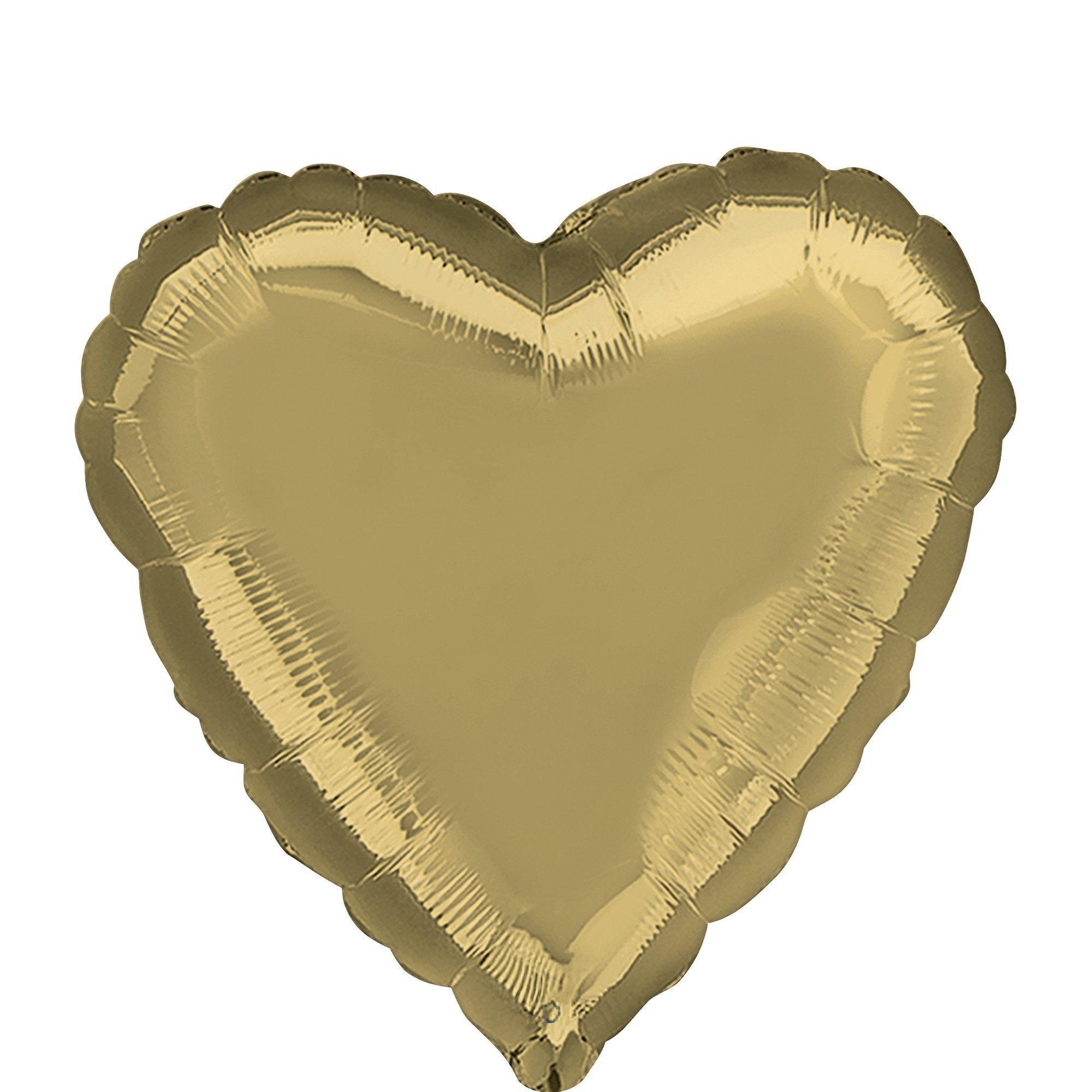 Gold, Silver & White Heart Foil Balloon Bouquet, 12pc