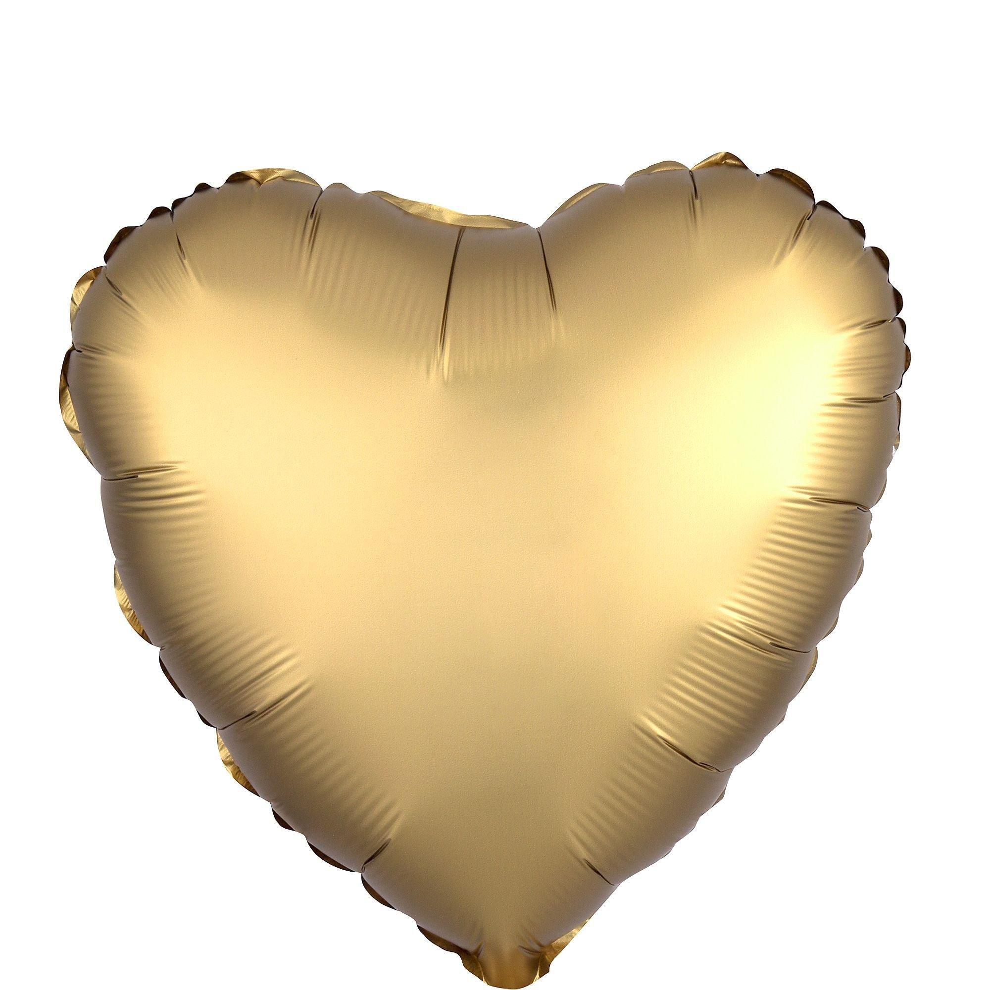 Satin Gold Heart Foil Balloon Bouquet, 12pc