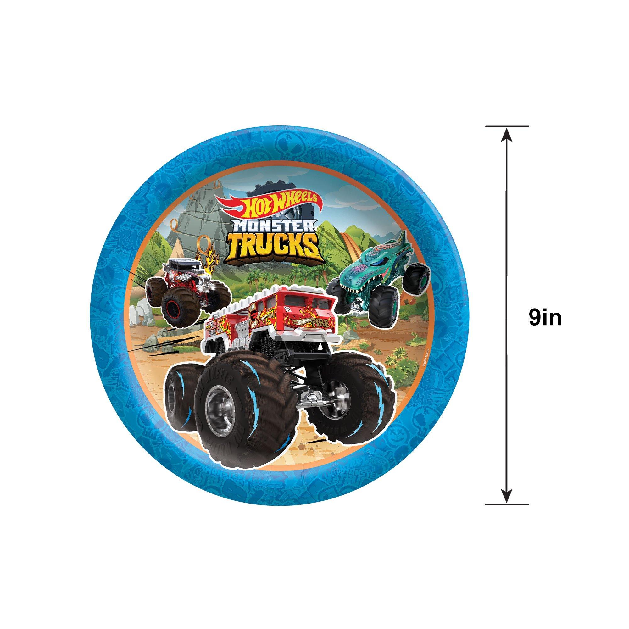 Hot Wheels Monster Trucks Paper Lunch Plates, 9in, 8ct