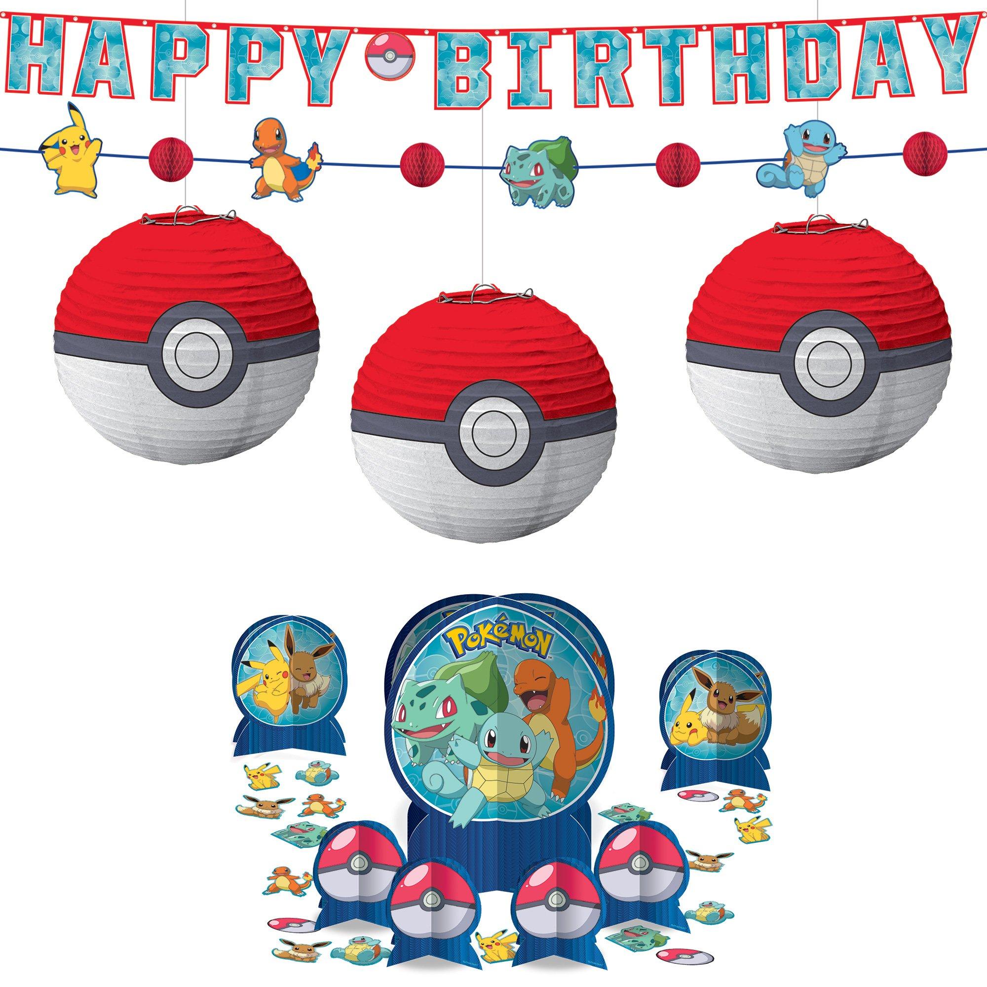 Pokémon Core Party Decorating Supplies Pack - Kit Includes Banners, Swirl Decorations & Centerpiece
