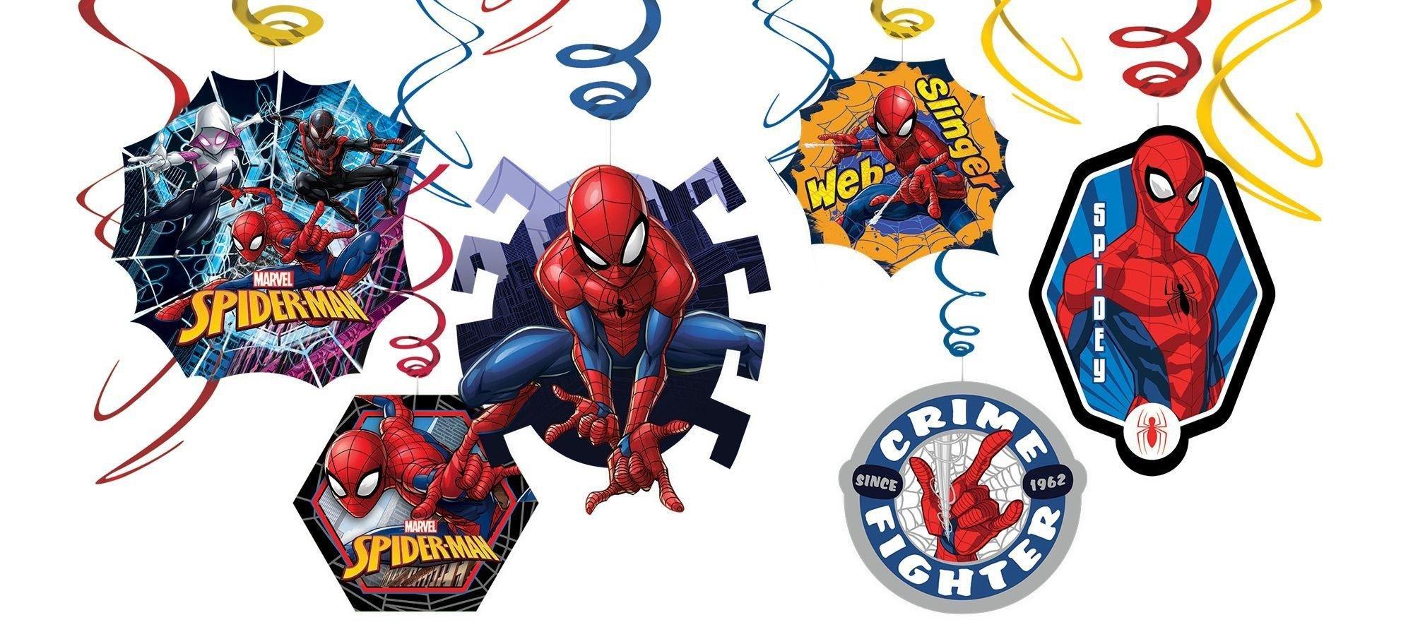 Spider-Man Webbed Wonder Party Decorating Supplies Pack - Kit Includes Banners, Swirl Decorations & Scene Setter