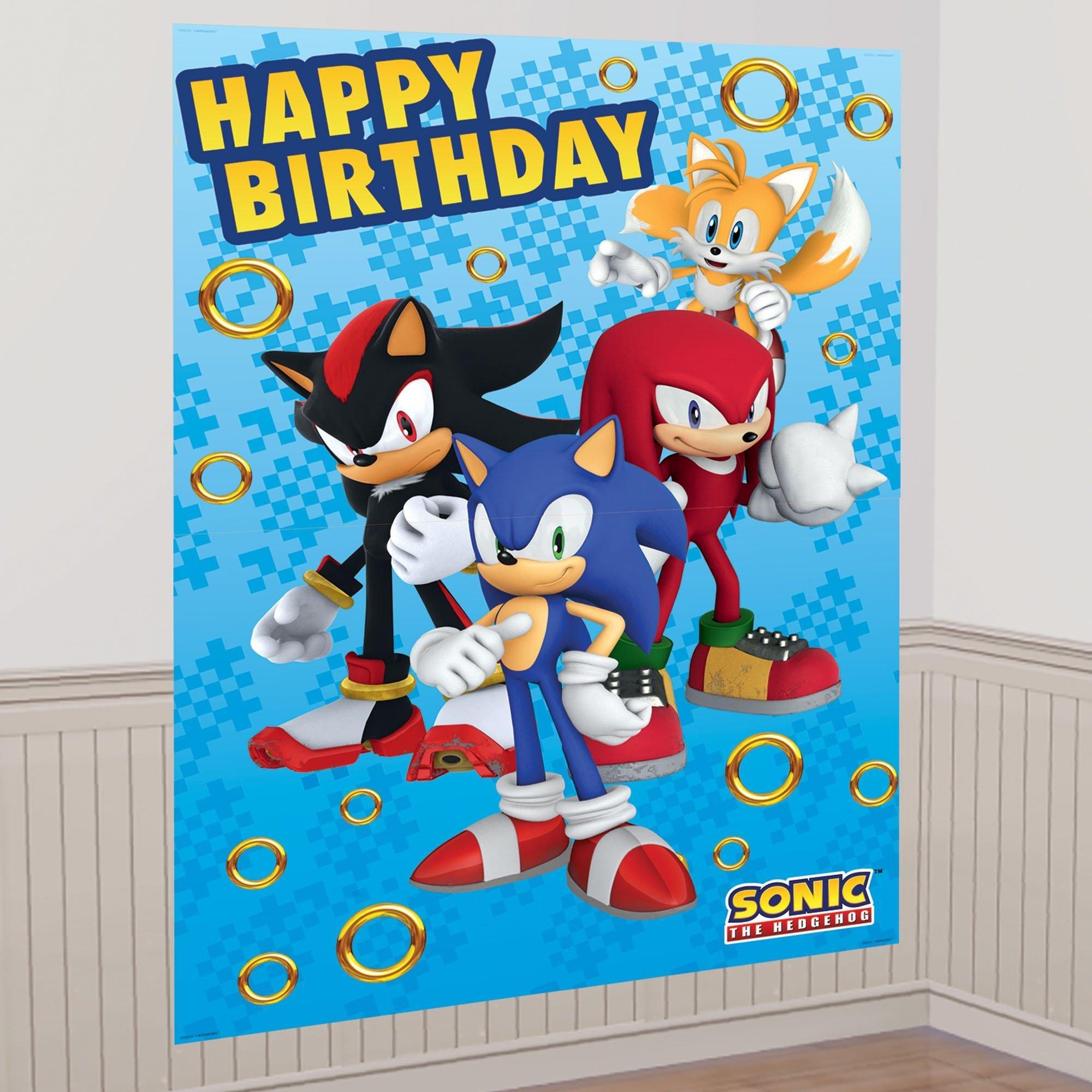 Sonic the Hedgehog Party Decorating Supplies Pack - Kit Includes Banner, Scene Setter & Centerpiece