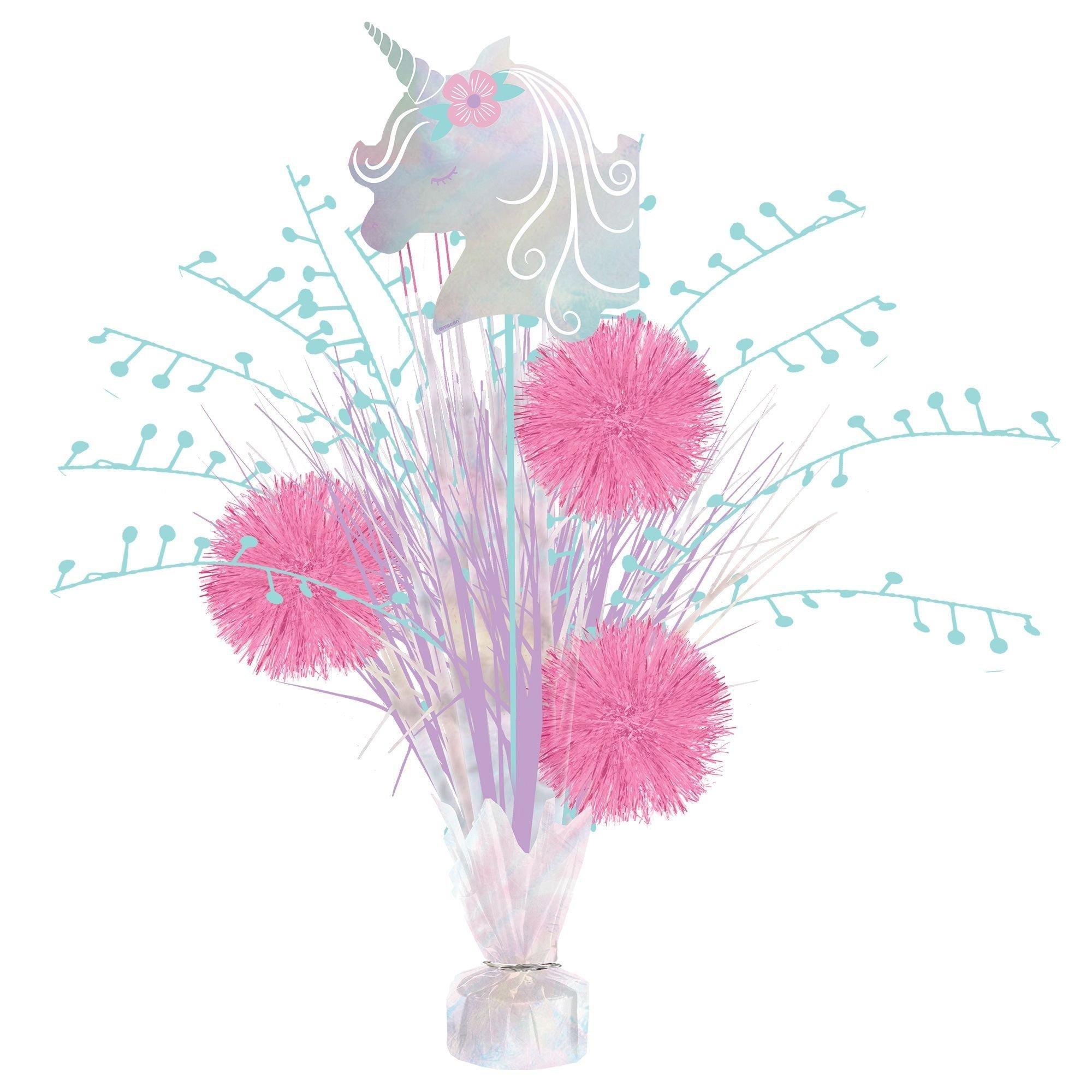 Enchanted Unicorn Party Decorating Supplies Pack - Kit Includes Banner, Swirl Decorations & Centerpiece