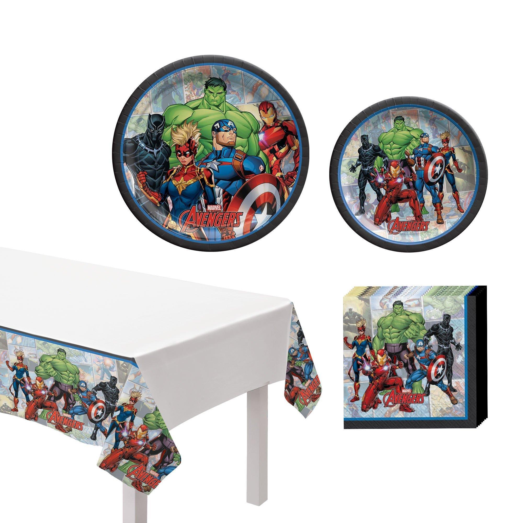 Marvel Powers Unite Birthday Party Supplies Pack for 8 Guests - Kit Includes Plates, Napkins & Table Cover