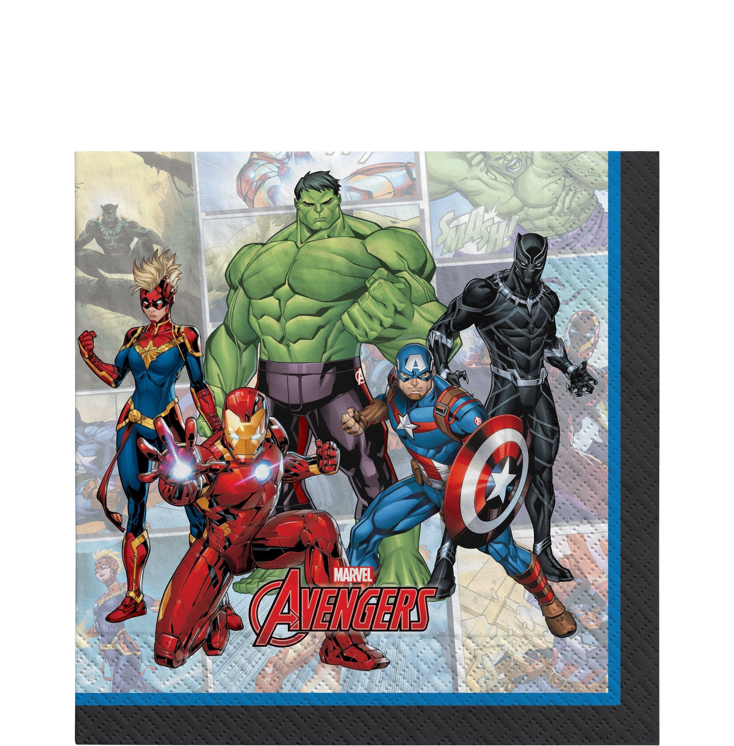 Marvel Powers Unite Birthday Party Supplies Pack for 8 Guests - Kit Includes Plates, Napkins & Table Cover