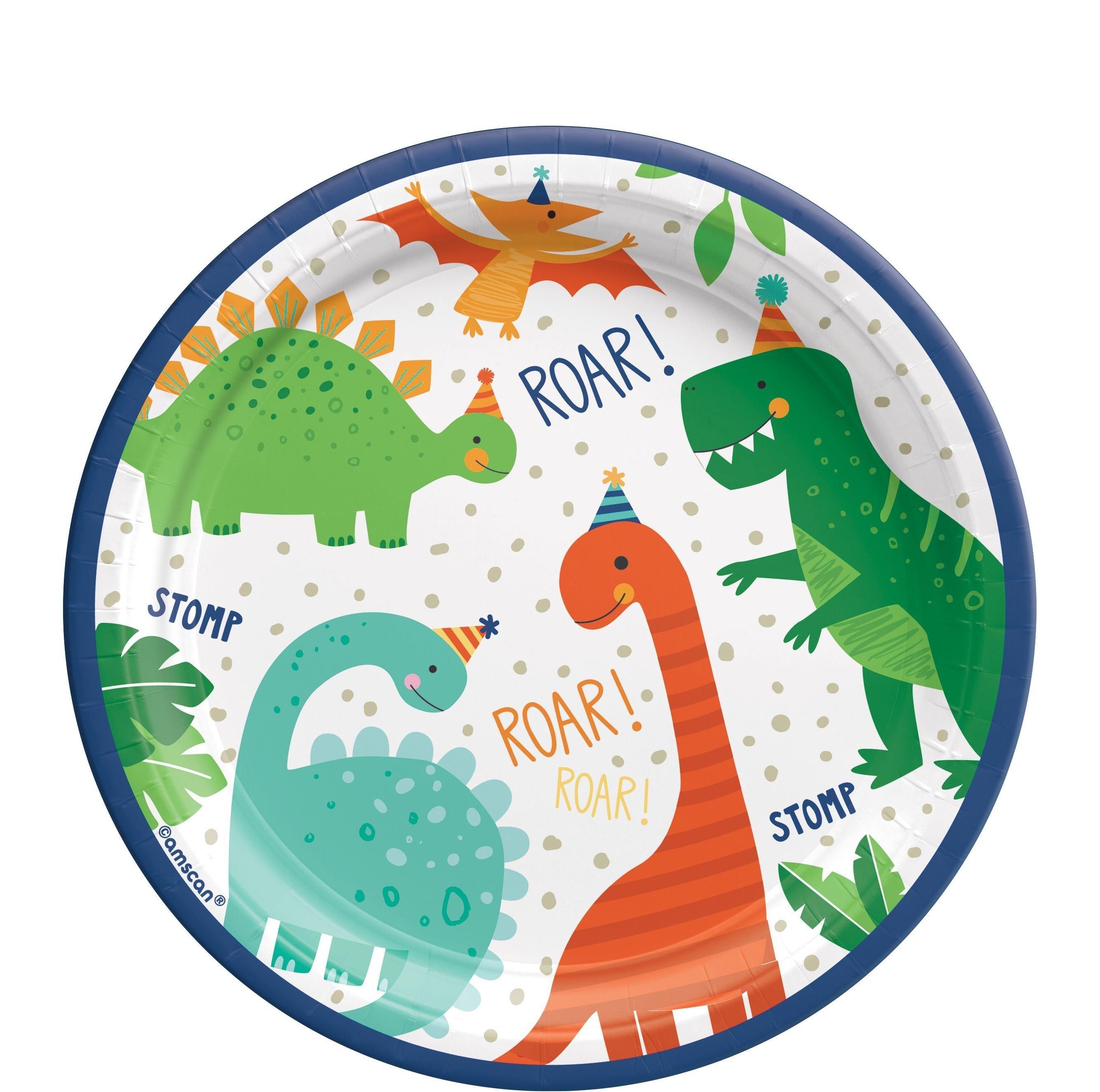 Dino-Mite Birthday Party Supplies Pack for 8 Guests - Kit Includes Plates, Napkins & Table Cover