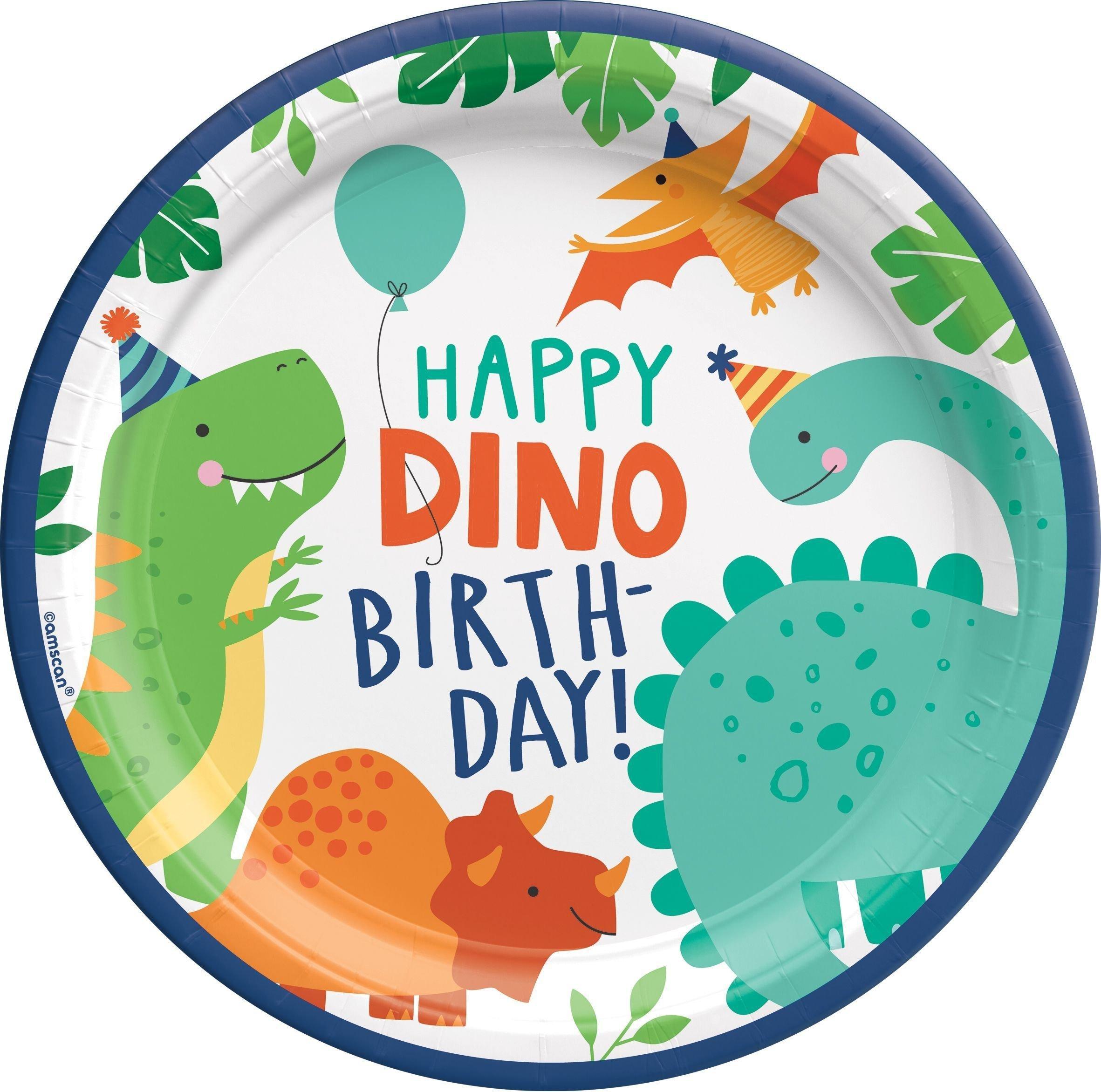 Dino-Mite Birthday Party Supplies Pack for 8 Guests - Kit Includes Plates, Napkins & Table Cover