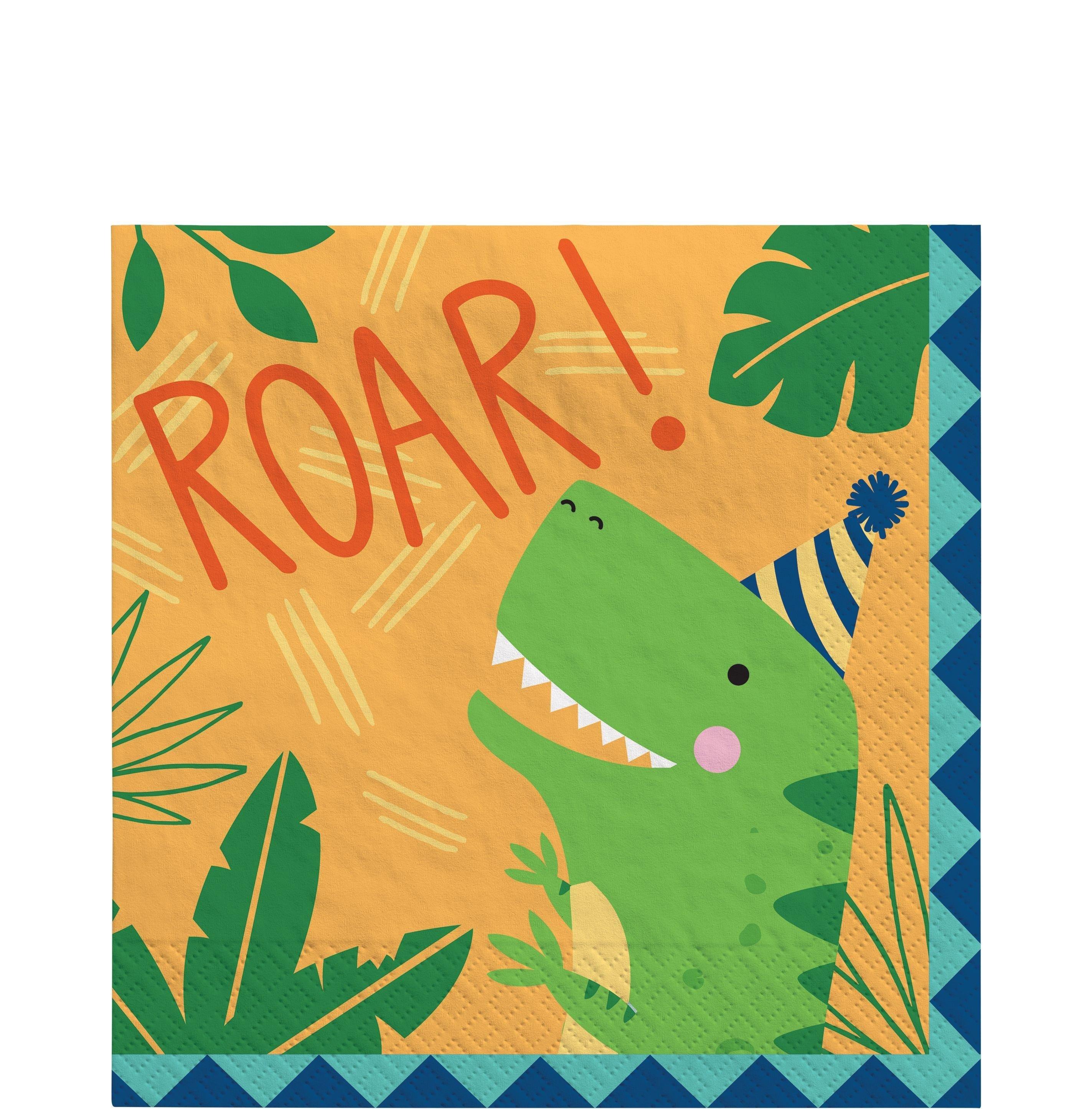 Dino-Mite Birthday Party Supplies Pack for 8 Guests - Kit Includes Plates, Napkins & Table Cover