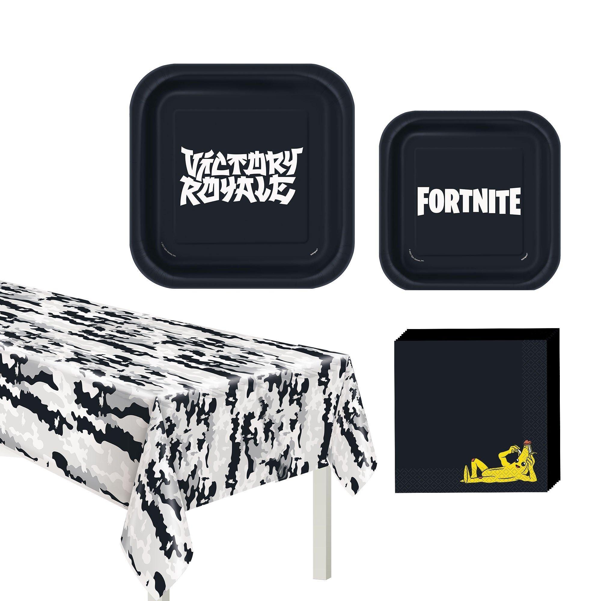 Fortnite Birthday Party Supplies Pack for 8 Guests - Kit Includes Plates, Napkins & Table Cover