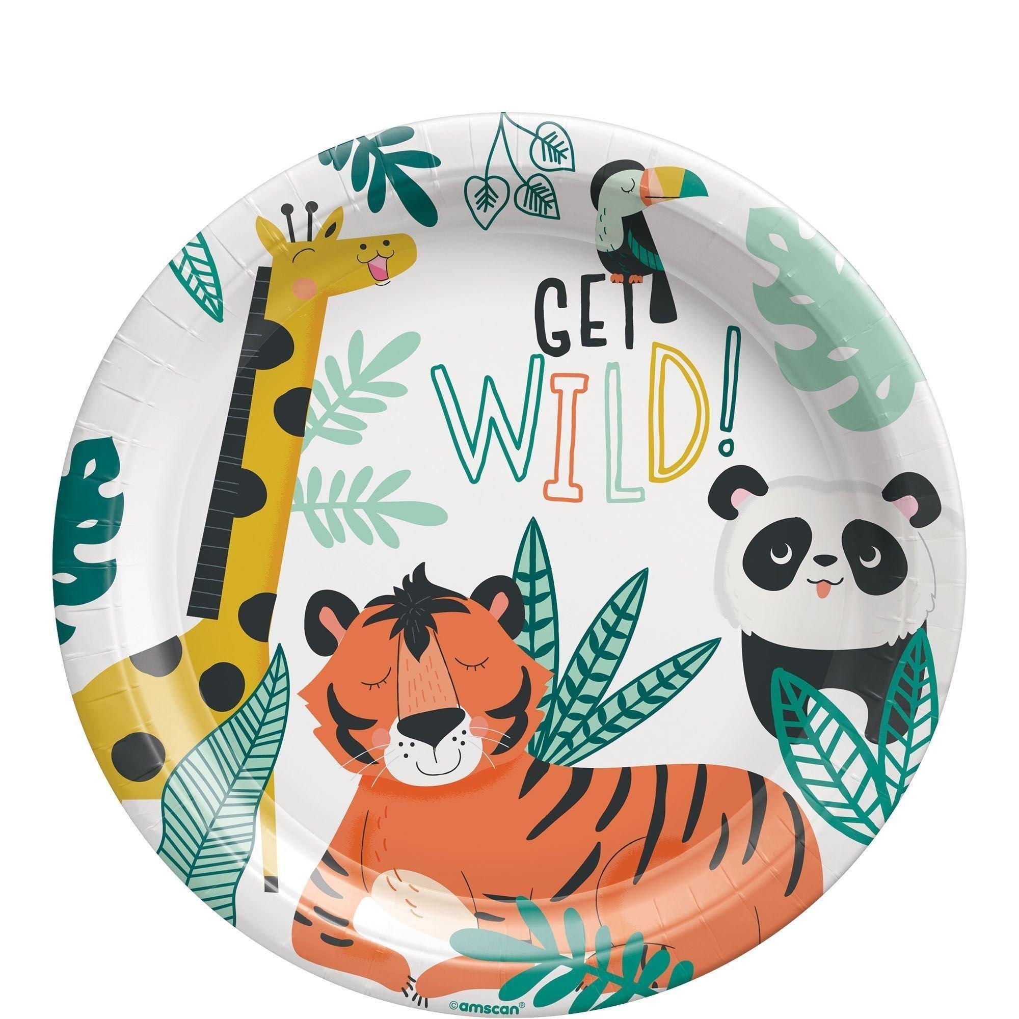 Get Wild Jungle Core Birthday Party Supplies Pack for 8 Guests - Kit Includes Plates, Napkins & Table Cover