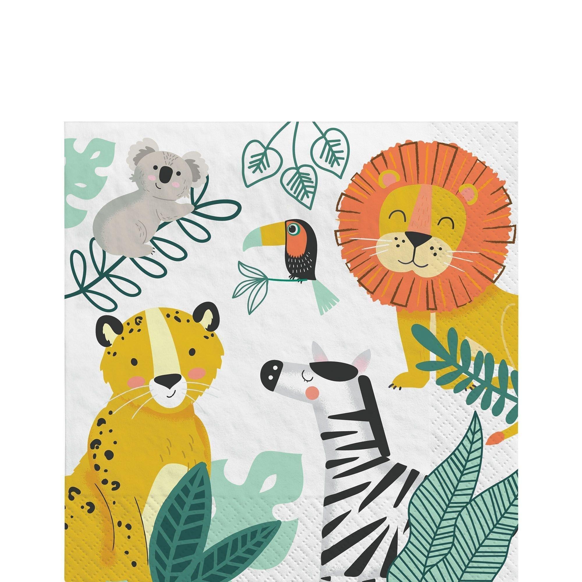 Get Wild Jungle Core Birthday Party Supplies Pack for 8 Guests - Kit Includes Plates, Napkins & Table Cover