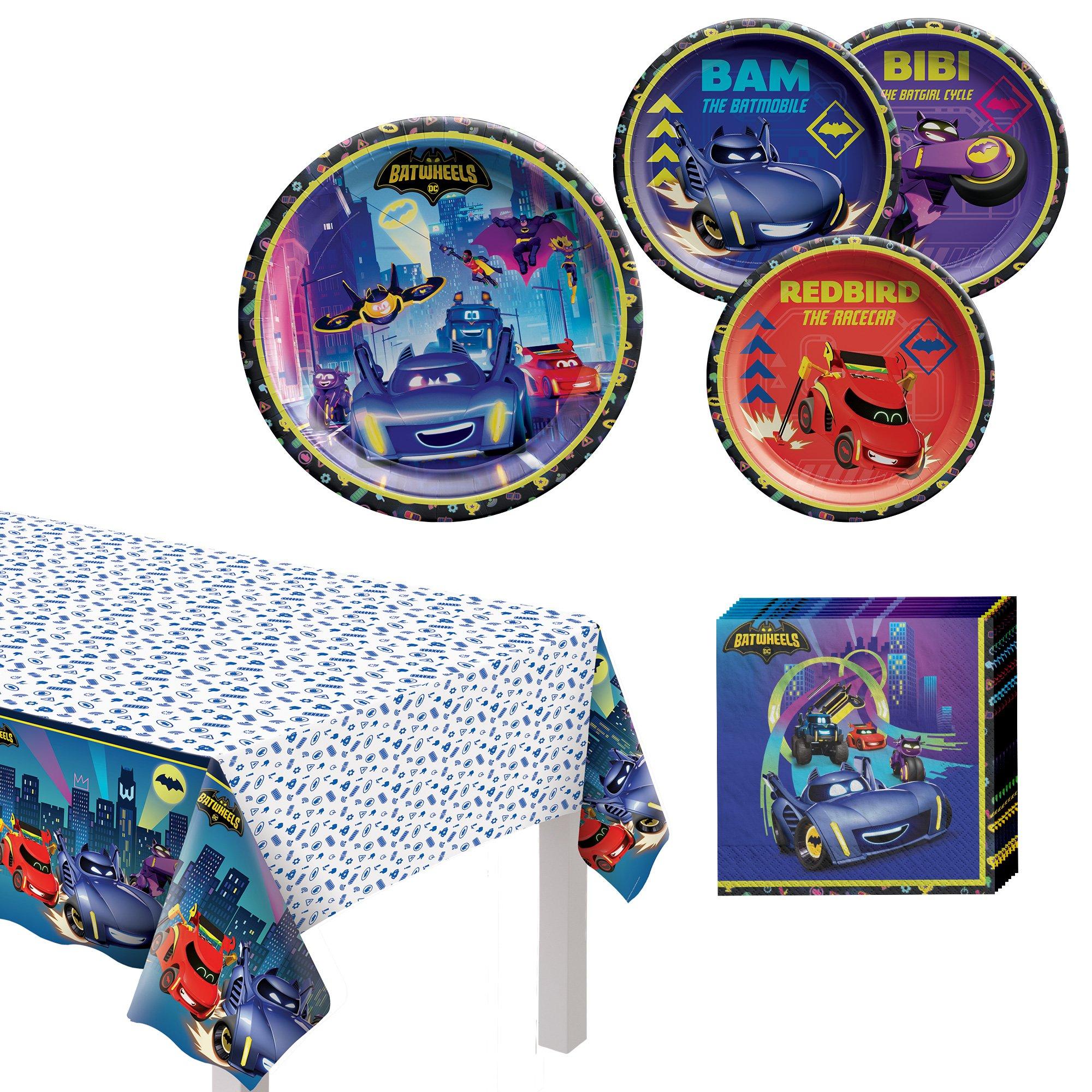 Batwheels Core Birthday Party Supplies Pack for 8 Guests - Kit Includes Plates, Napkins & Table Cover