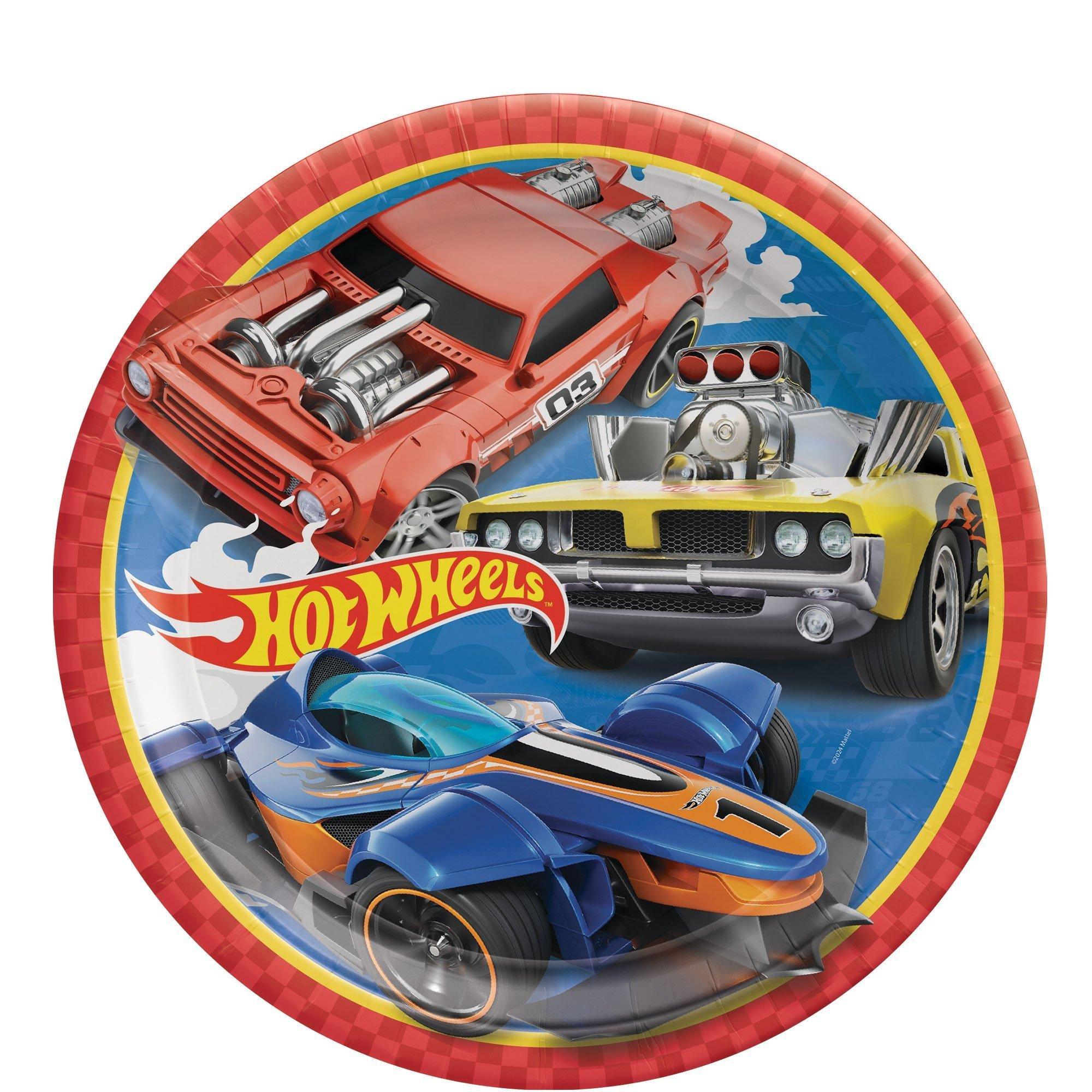 Hot Wheels Birthday Party Supplies Pack for 8 Guests - Kit Includes Plates, Napkins & Table Cover